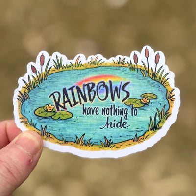 Wholesome Rainbow Connection Frog Pond Sticker • LGBTQ Pride Vinyl Sticker
