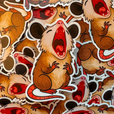 Screaming Possum Sticker | Cute Chaotic Gremlin Vinyl Decal