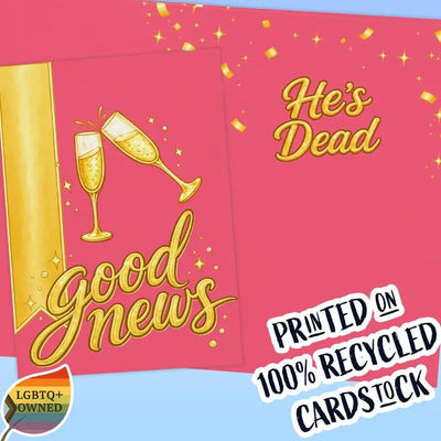 Dark Humor Celebration Card | Villain Era, Finally Free, Good News