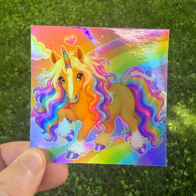 Rainbow Unicorn Sticker • Cute Holographic Option • Magical Vinyl Decal