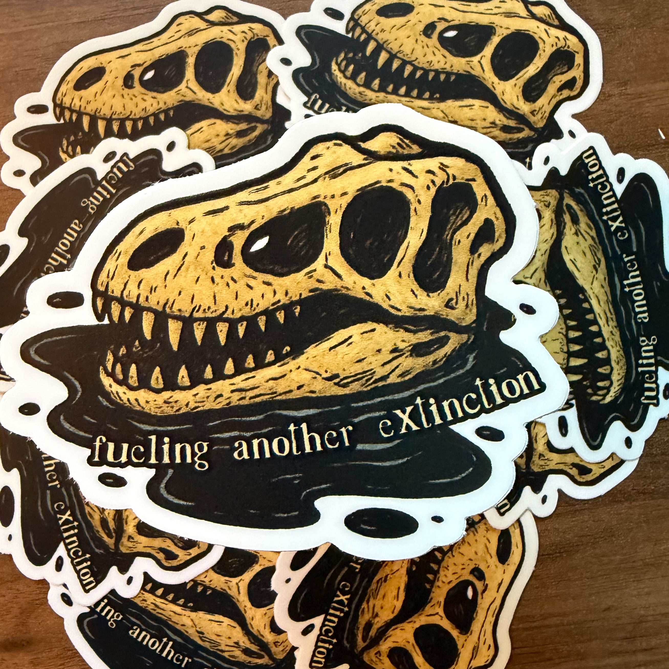 “Another Extinction” Dinosaur Skull Sticker