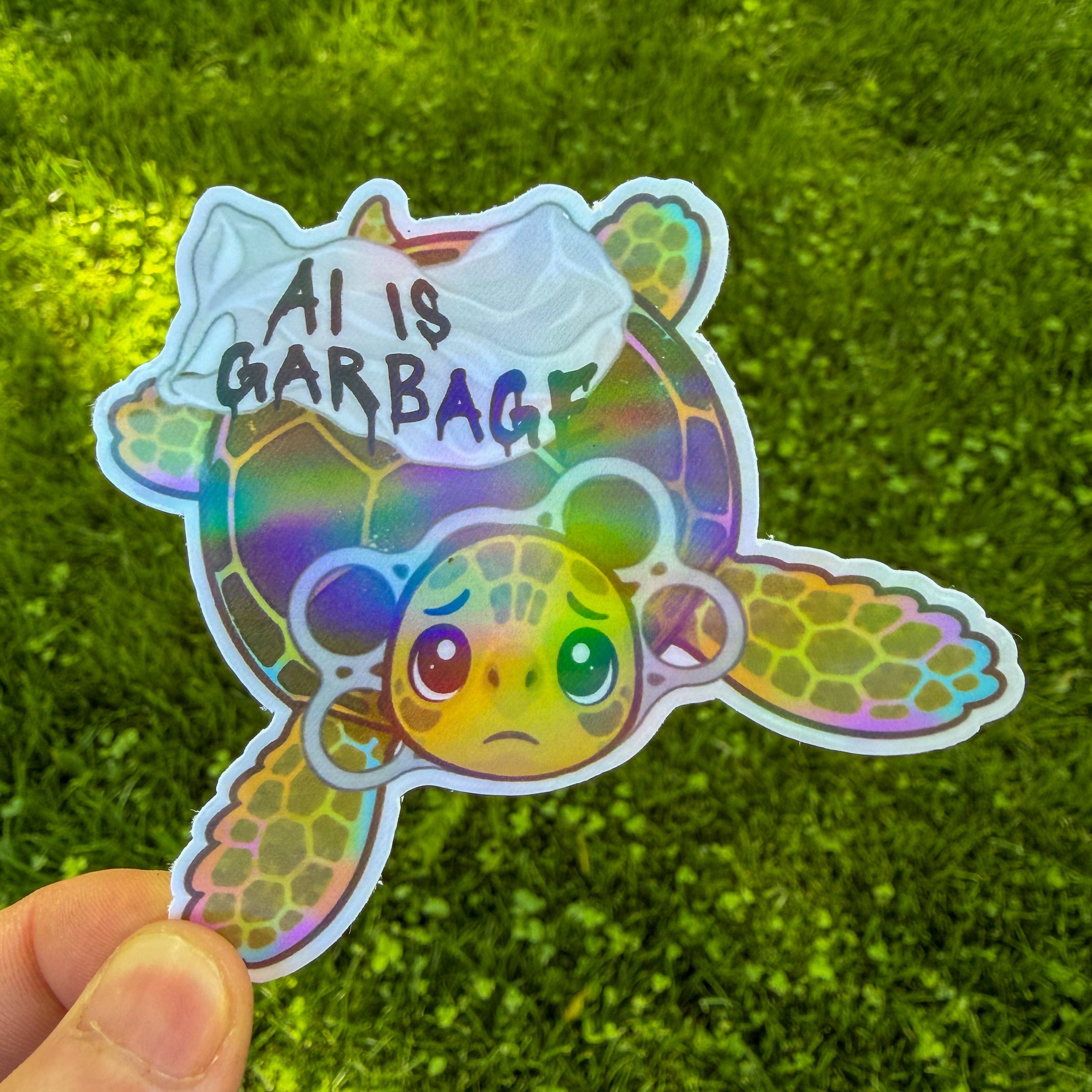 “AI Is Garbage” Sea Turtle Sticker
