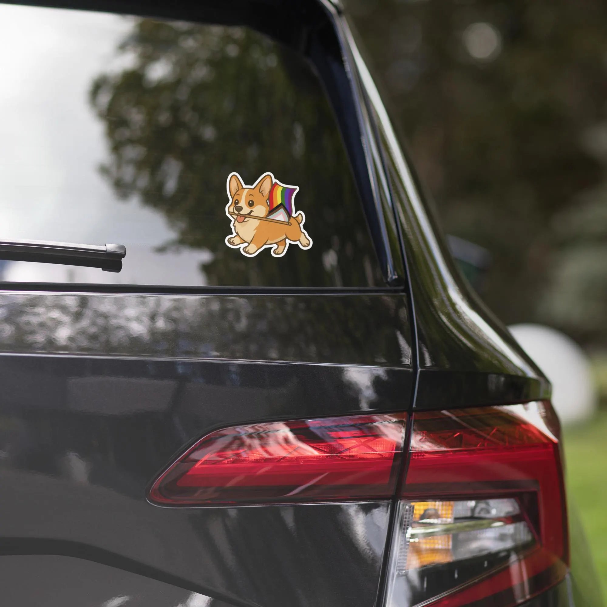 Corgi Pride Vinyl Sticker: LGBTQ+ Progress Flag Dog Decal