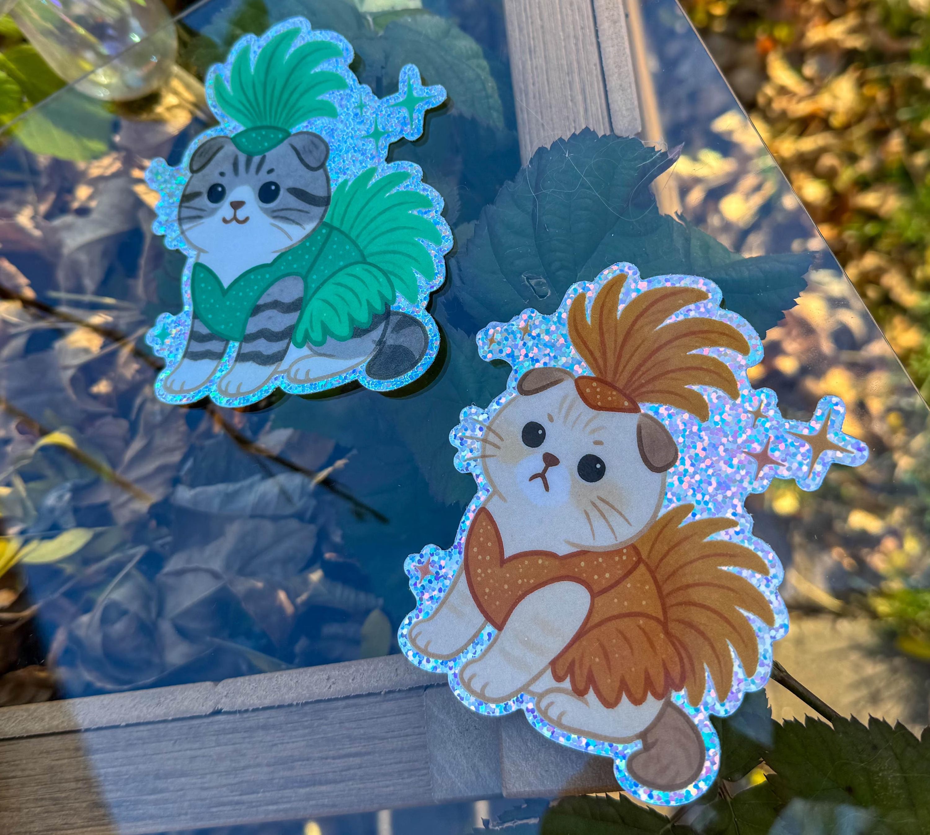 Vintage Showgirl Cat Sticker | Glam Glitter Vinyl Decal