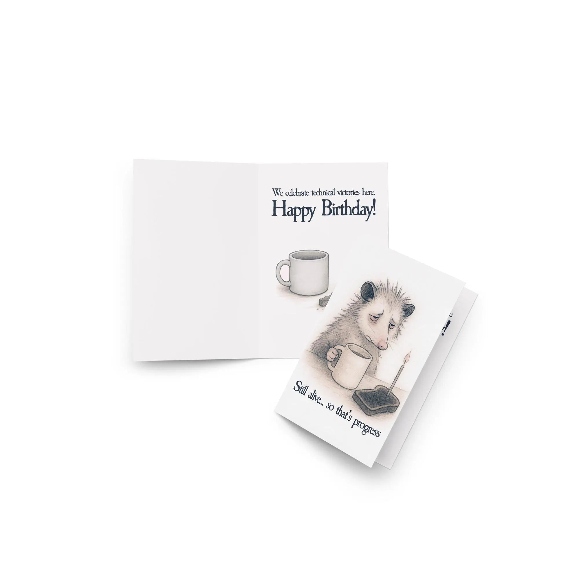 Funny Possum Birthday Card – Dark Humor, Technical Victory