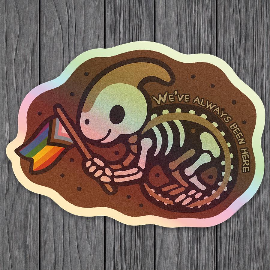 Parasaurolophus Pride Fossil Sticker | Queer Dino Decal
