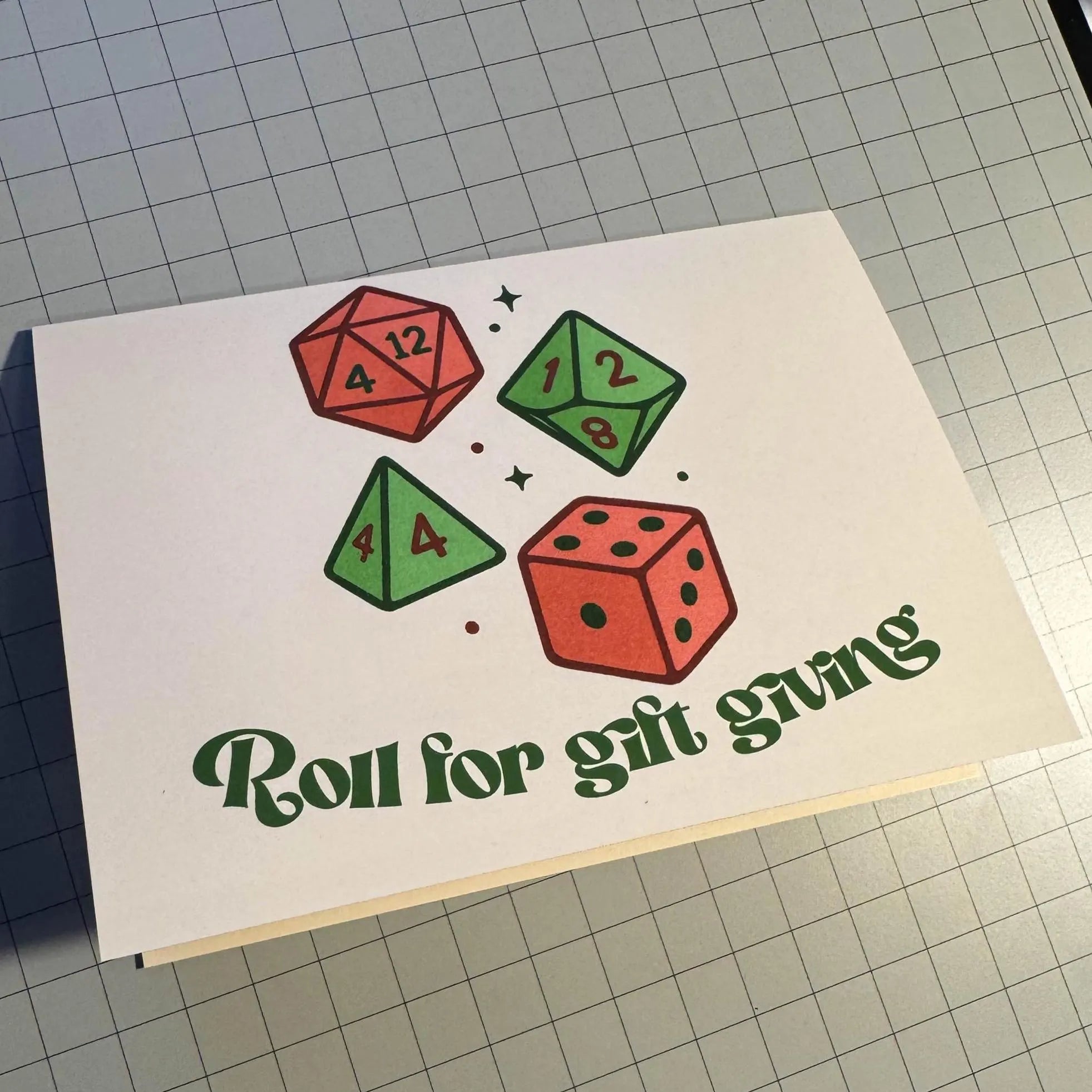 Scratch Inspired Gamer Greeting Card | Cozy D&D Fan Art Card