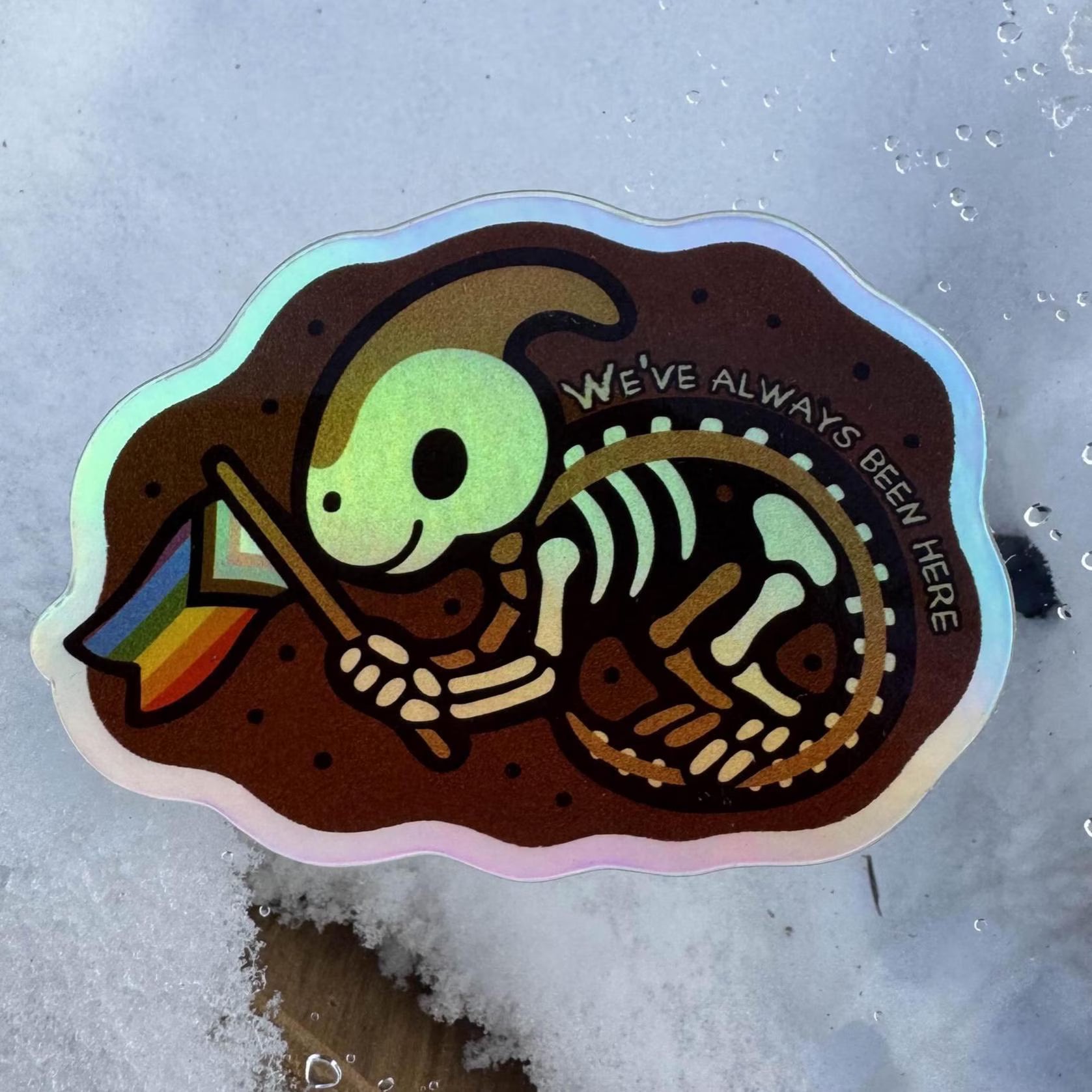 Parasaurolophus Pride Fossil Sticker | Queer Dino Decal