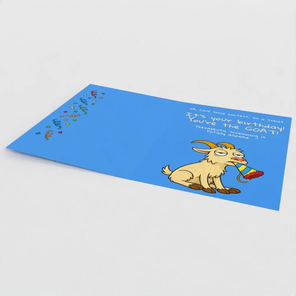 Funny Screaming Goat Birthday Card – Meme Humor