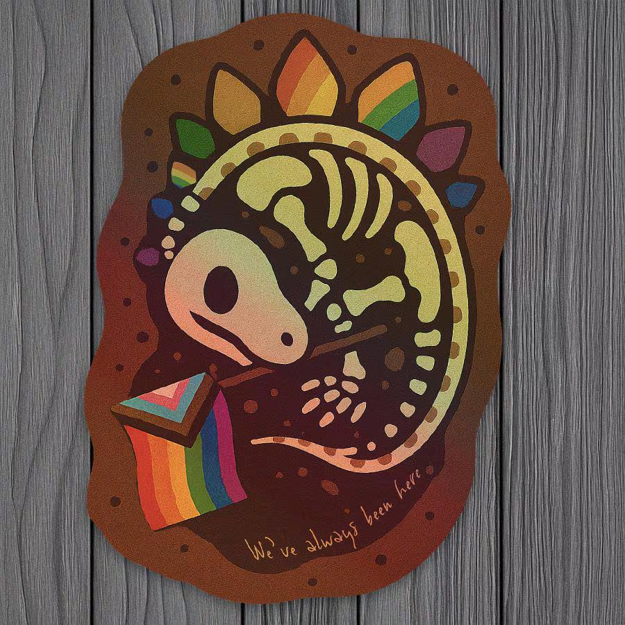 Stegosaurus Pride Fossil Sticker | Queer Dino Decal
