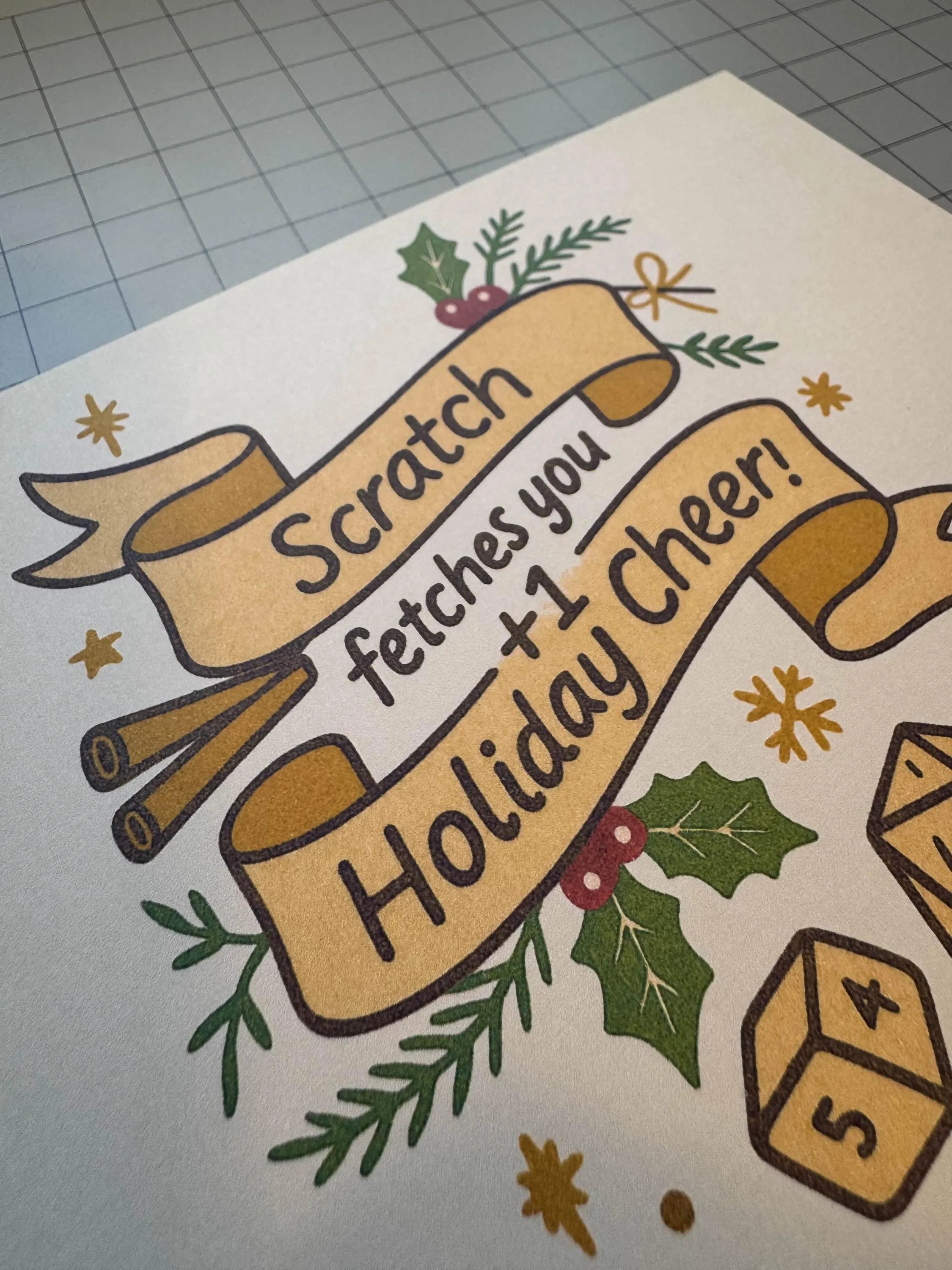 Scratch Inspired Gamer Greeting Card | Cozy D&D Fan Art Card