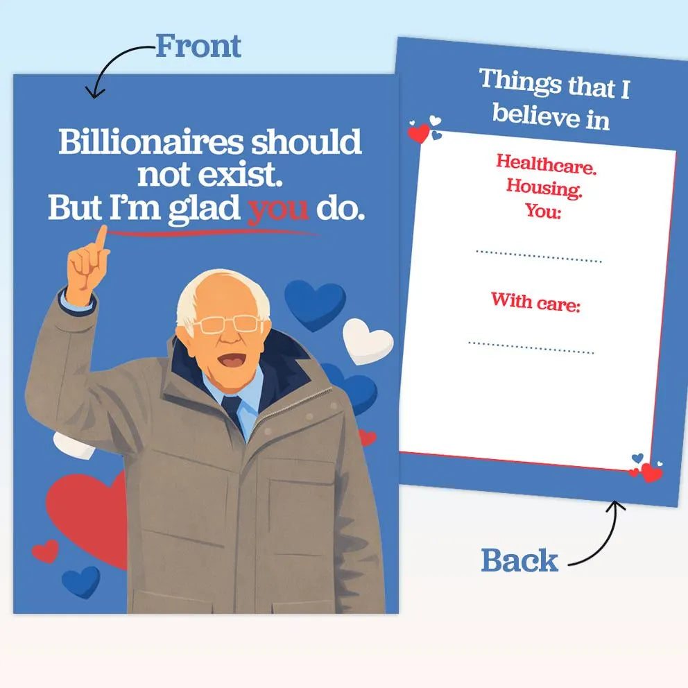 Progressive Valentine Card | Political Love Card (AOC, Mamdani, Bernie Inspired)