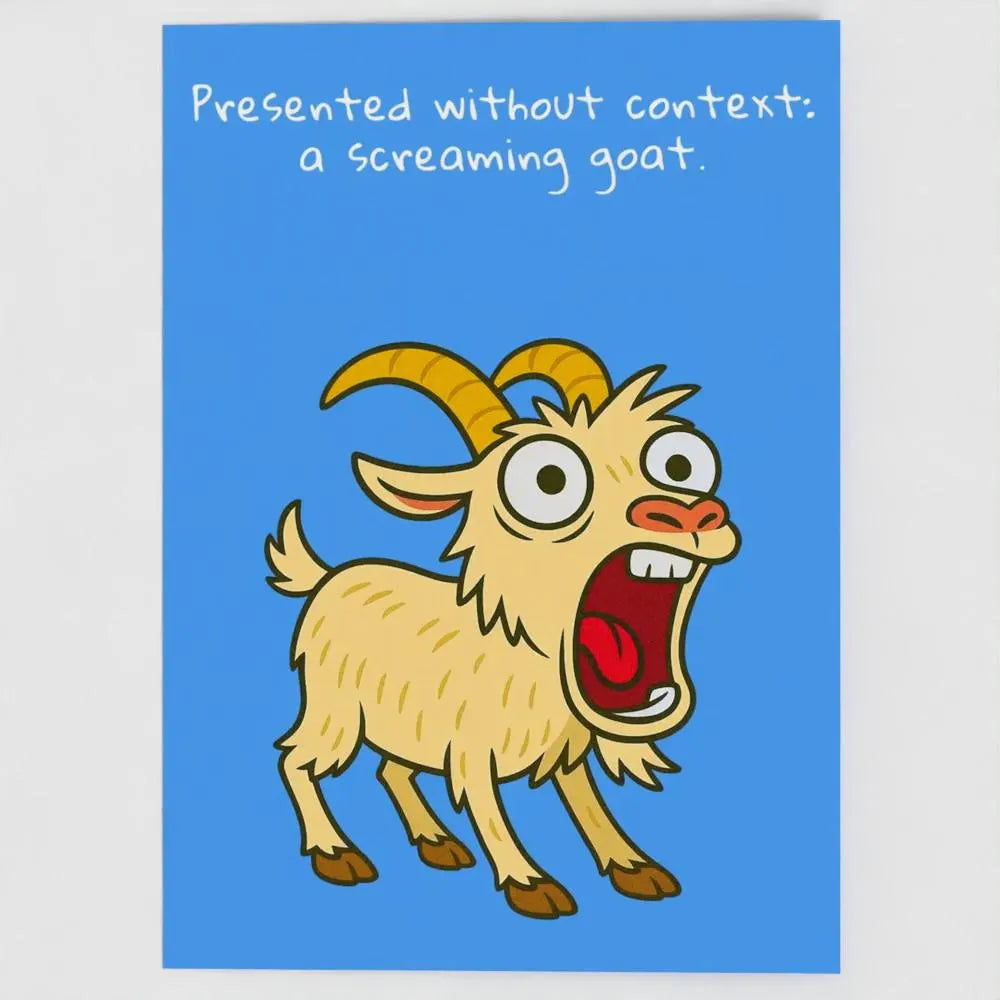 Funny Screaming Goat Birthday Card – Meme Humor