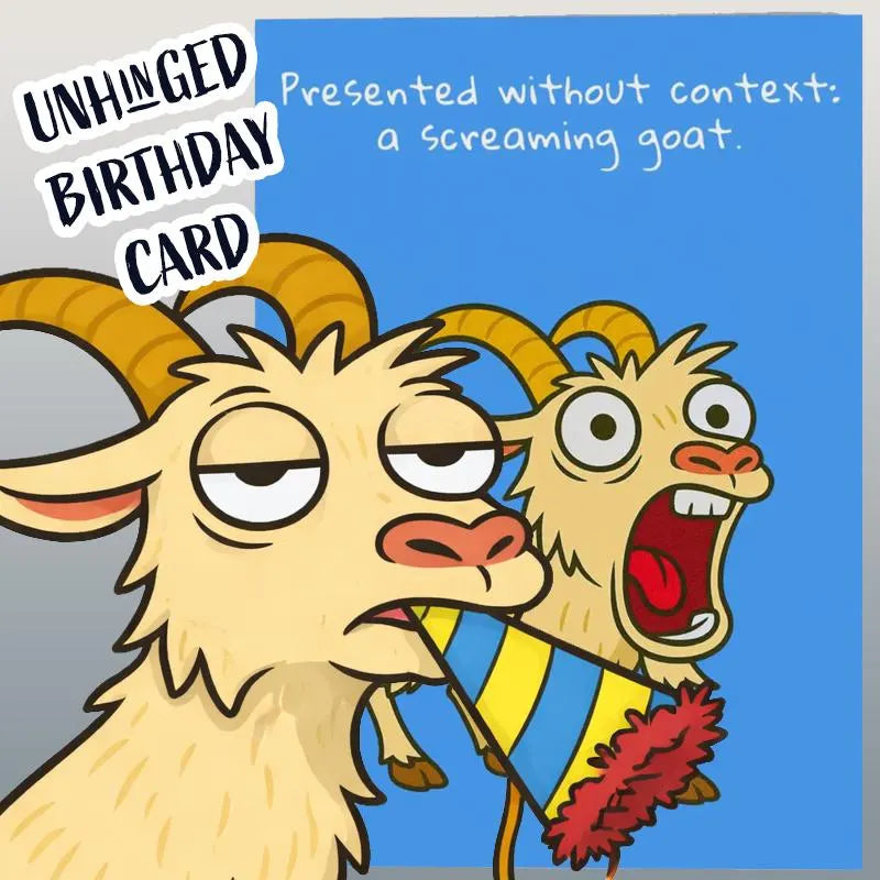 Funny Screaming Goat Birthday Card – Meme Humor