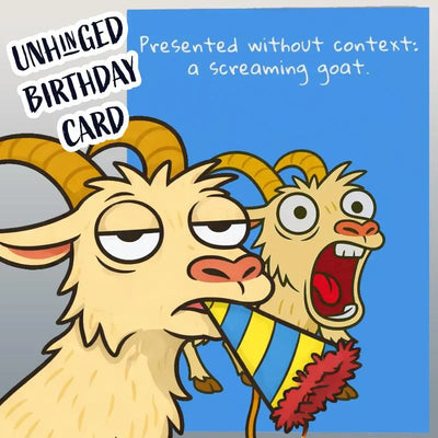 Funny Screaming Goat Birthday Card – Meme Humor