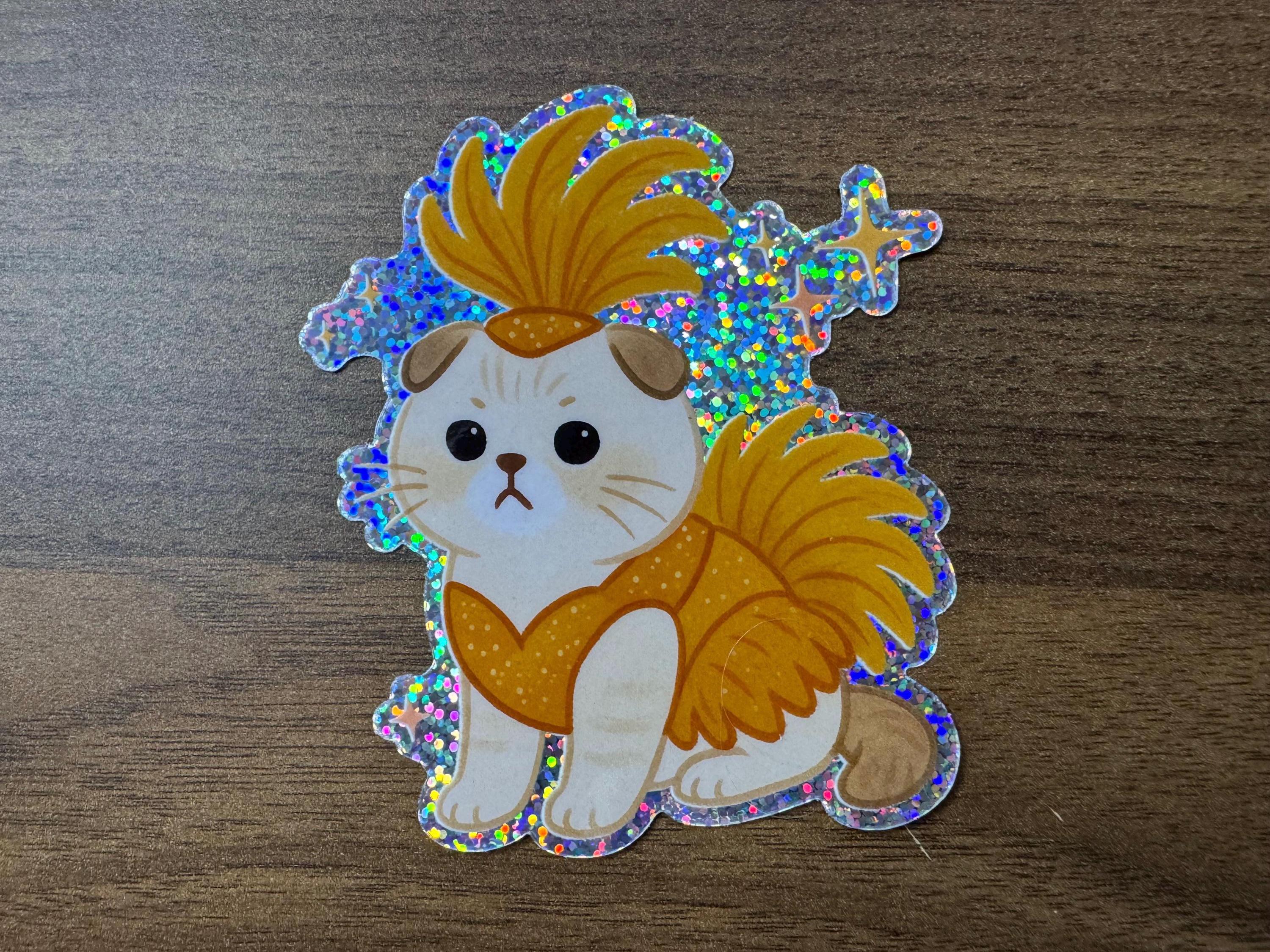 Vintage Showgirl Cat Sticker | Glam Glitter Vinyl Decal