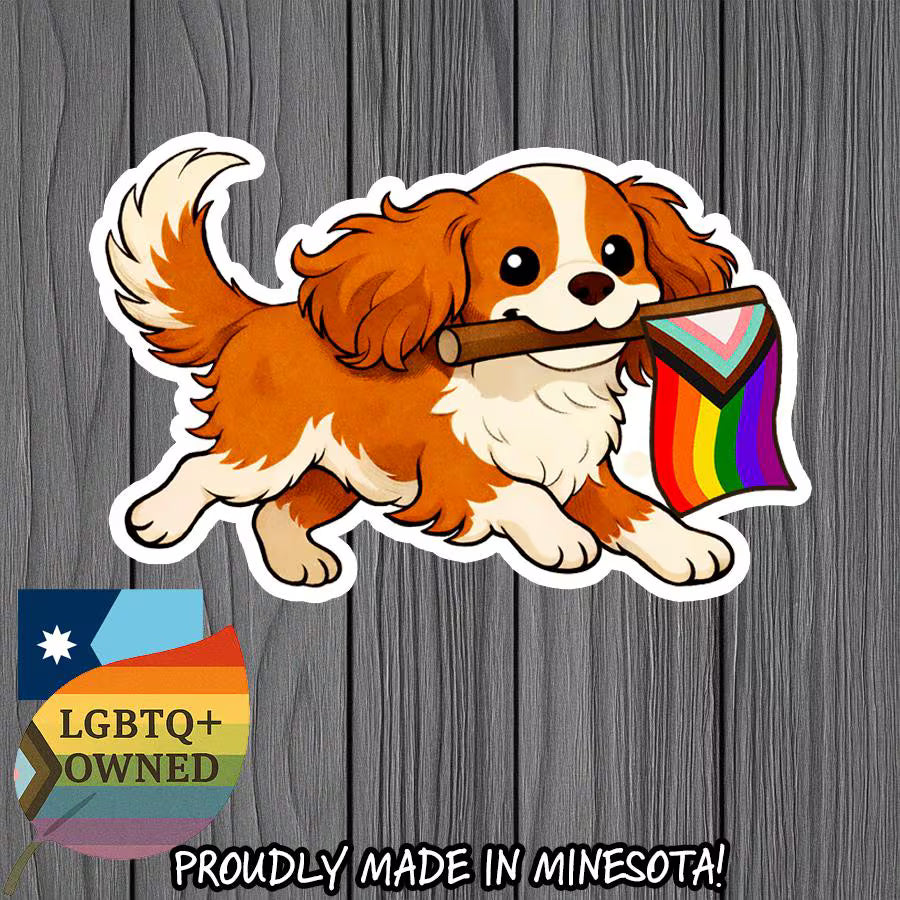 Cavalier King Charles Spaniel Pride Vinyl Sticker - LGBTQ+ Dog Decal