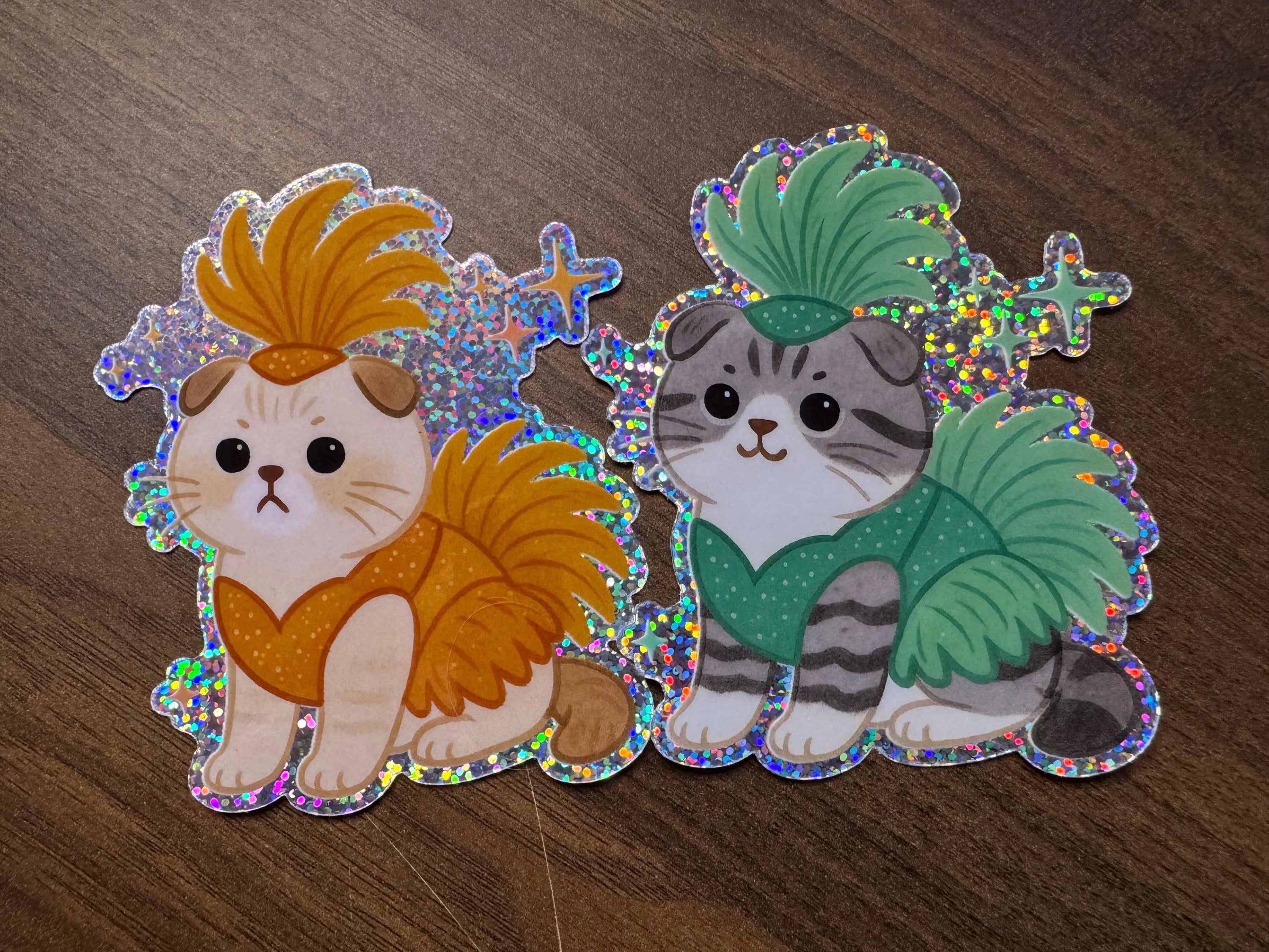 Vintage Showgirl Cat Sticker | Glam Glitter Vinyl Decal