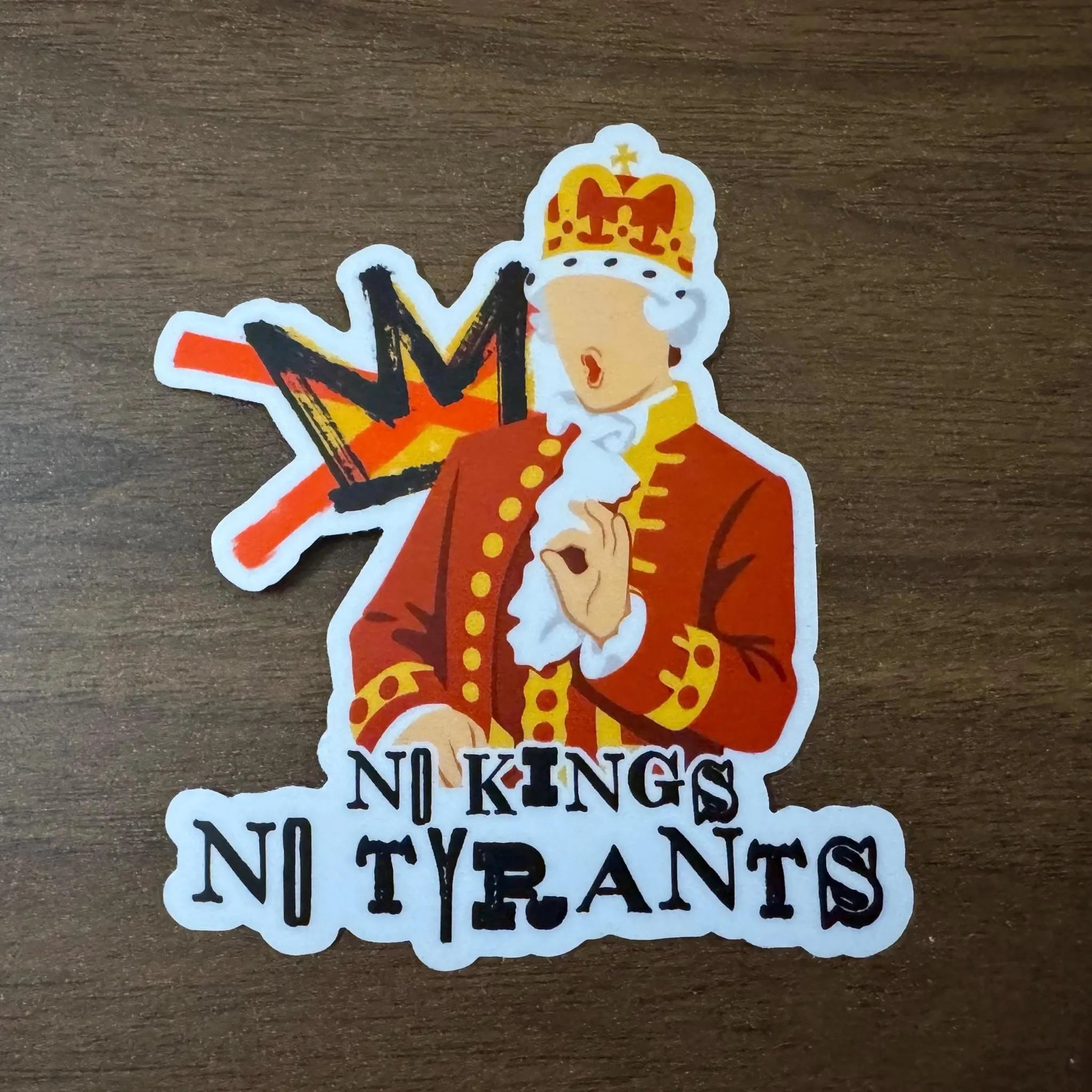 No Kings Crown Sticker | Dishwasher Safe Political Satire Decal