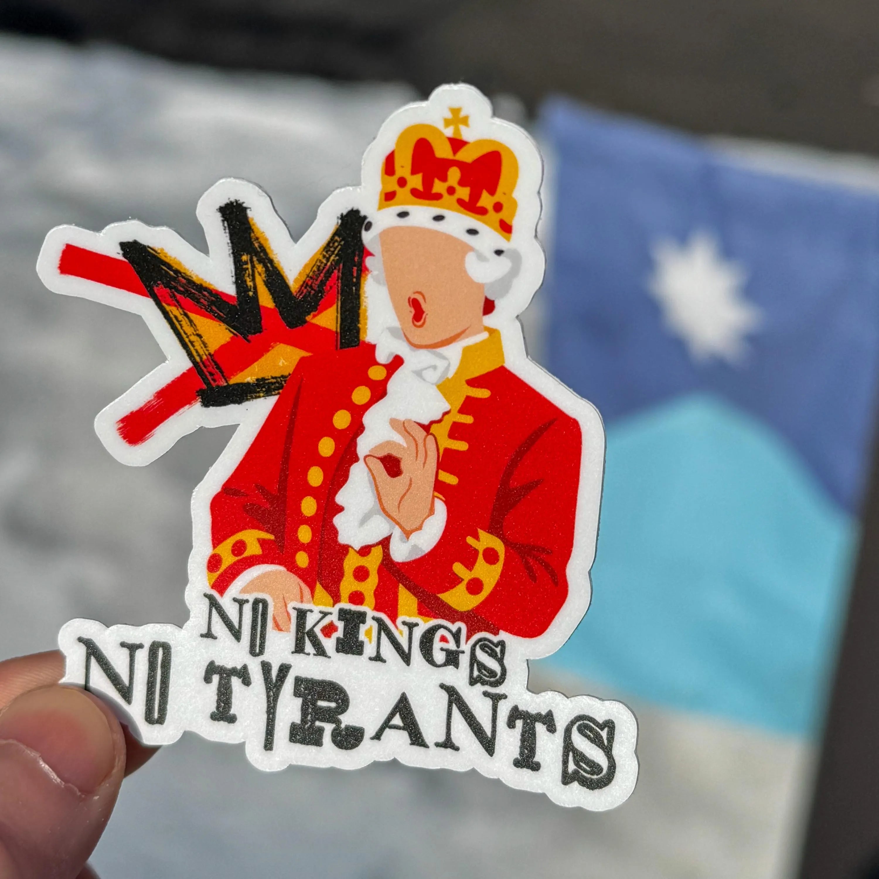 No Kings Crown Sticker | Dishwasher Safe Political Satire Decal