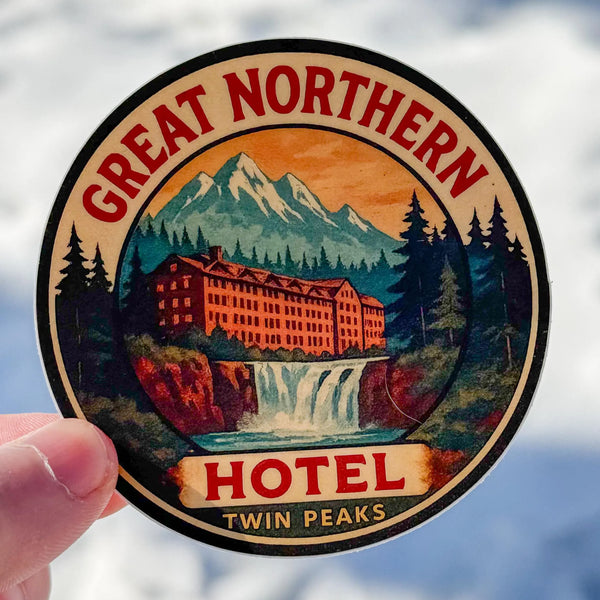Twin Peaks Inspired Travel Sticker | Cozy PNW Retro Lodge Decal