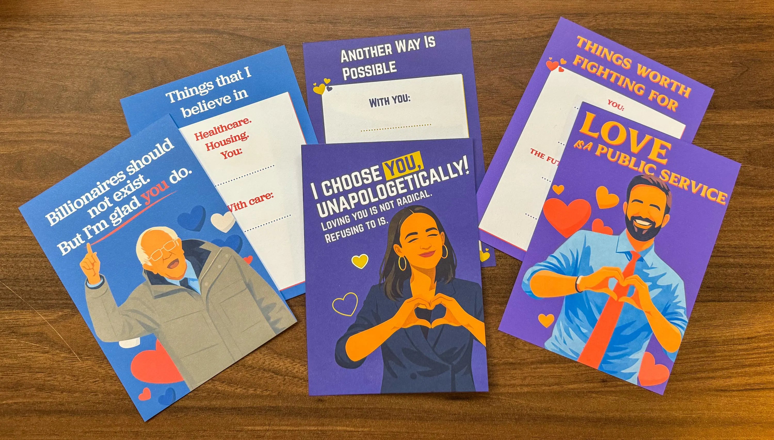 Progressive Valentine Card | Political Love Card (AOC, Mamdani, Bernie Inspired)