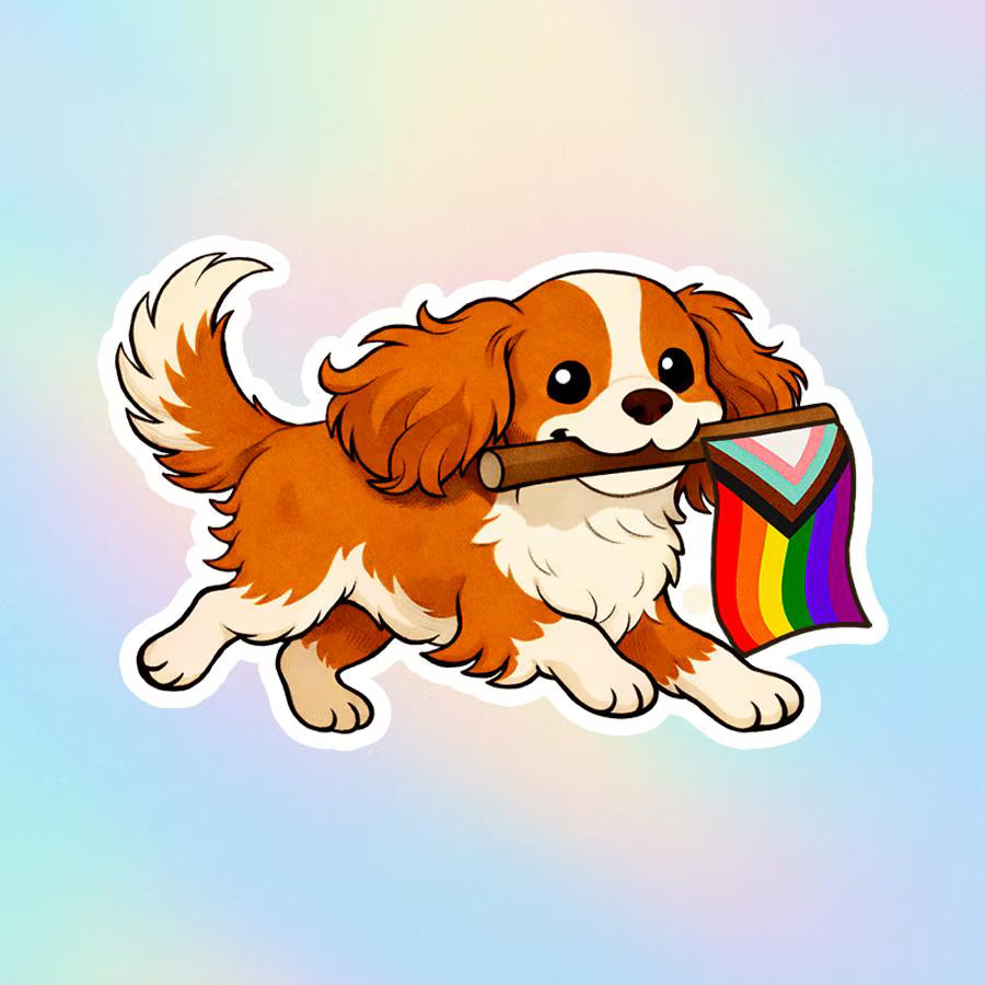 Cavalier King Charles Spaniel Pride Vinyl Sticker - LGBTQ+ Dog Decal