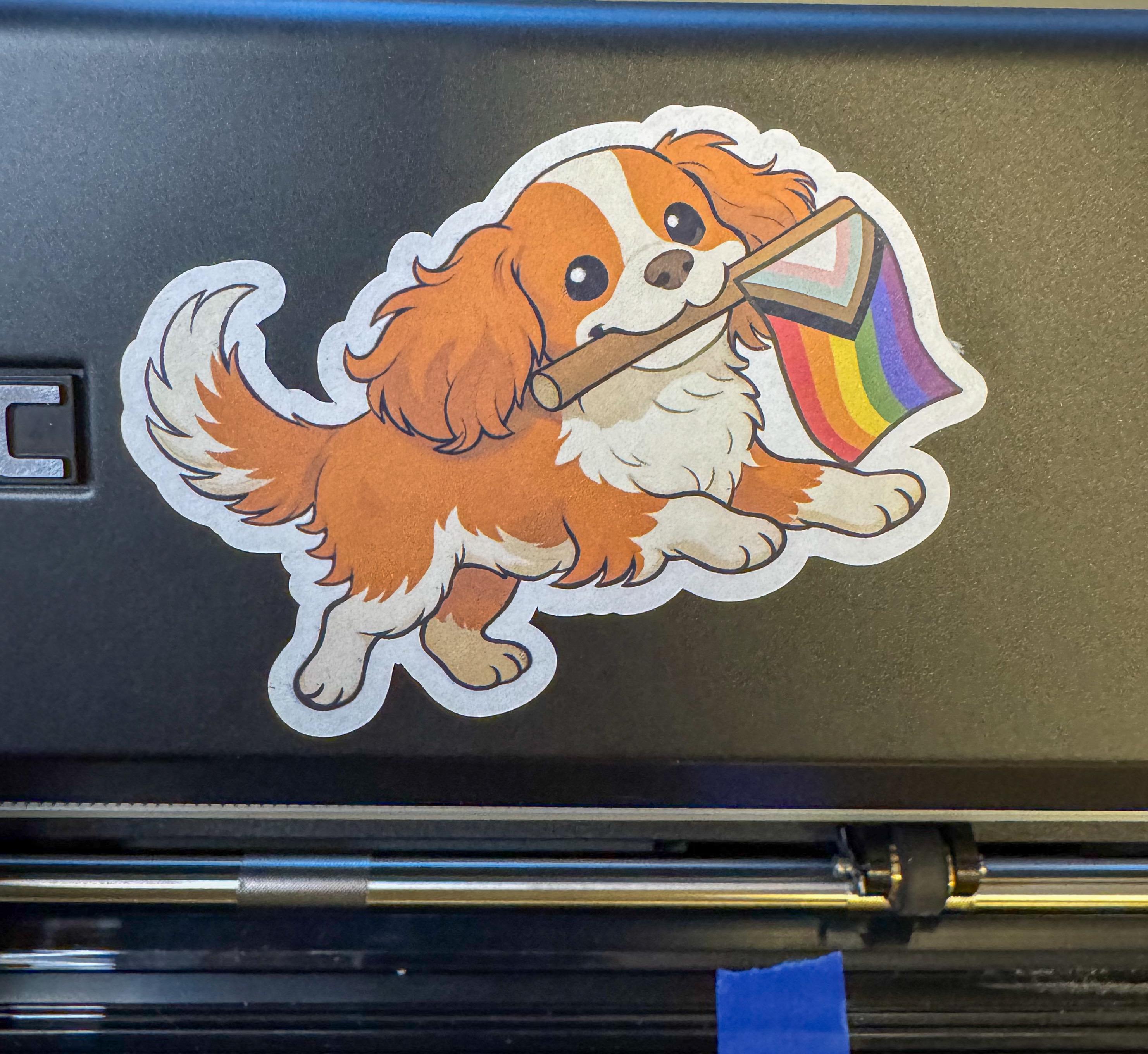 Cavalier King Charles Spaniel Pride Vinyl Sticker - LGBTQ+ Dog Decal