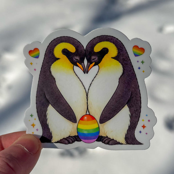 Gay Penguin Couple Sticker | Cozy Pride Love Vinyl Decal