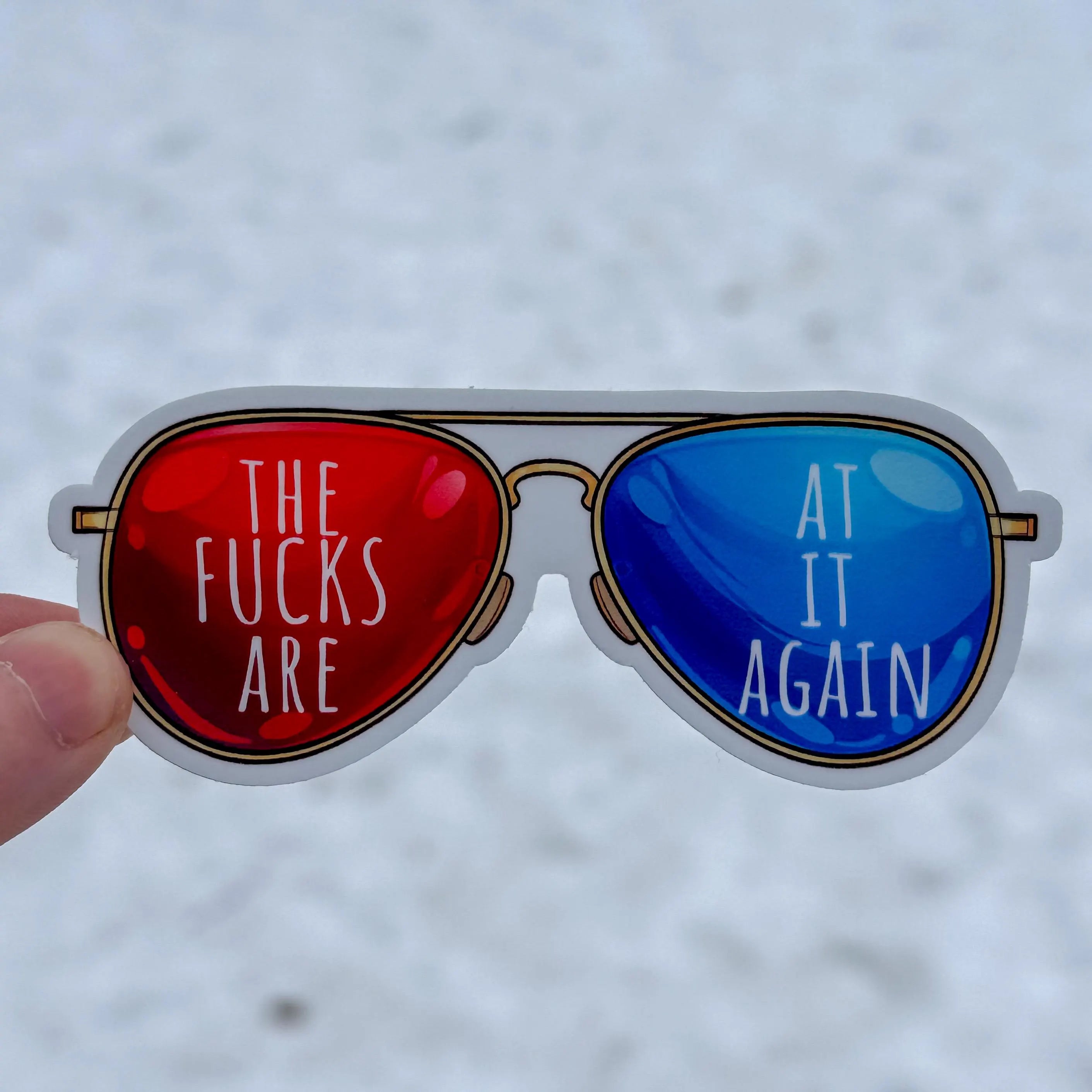 “The F*cks Are At It Again” Retro Glasses Sticker | Twin Peaks Inspired Decal