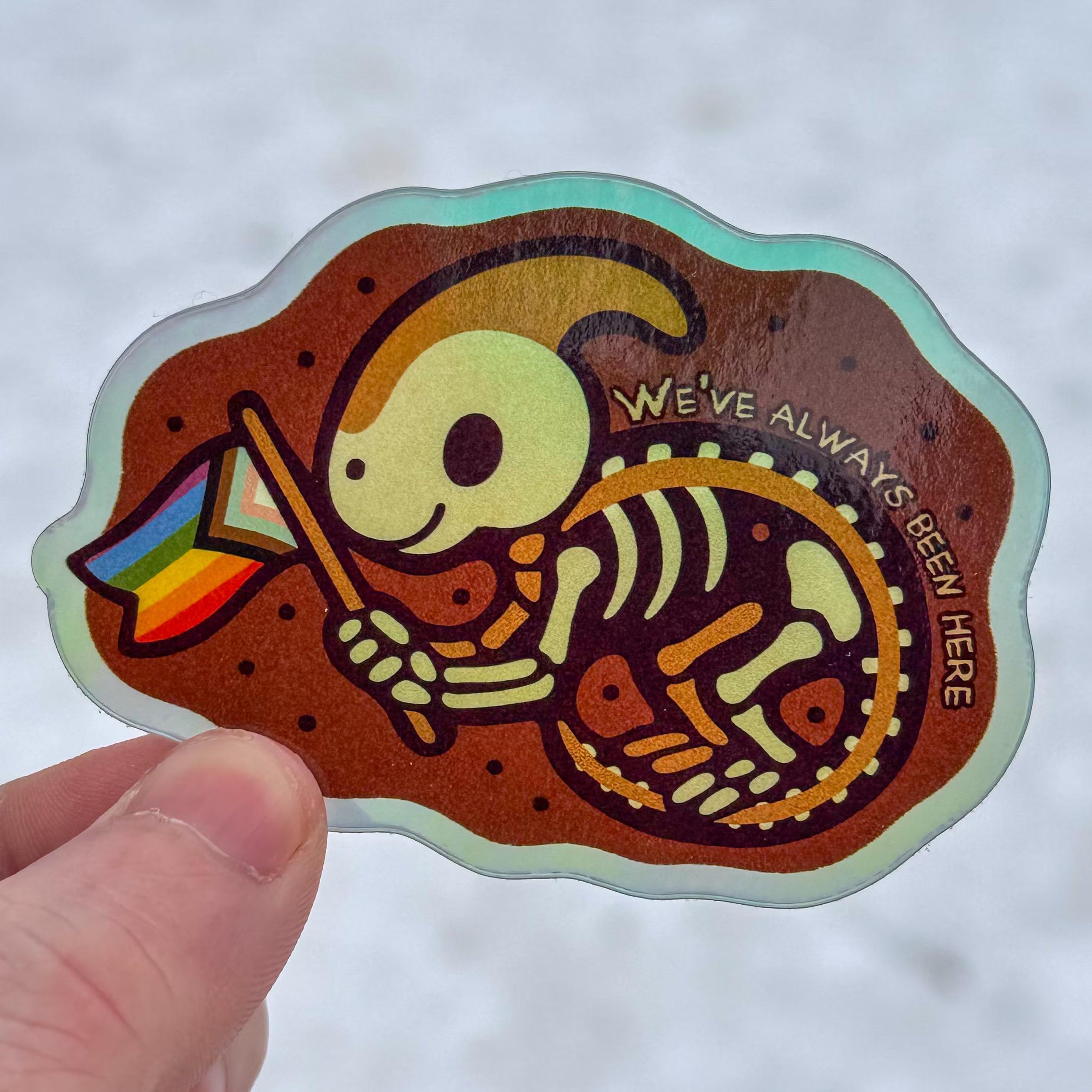 Parasaurolophus Pride Fossil Sticker | Queer Dino Decal