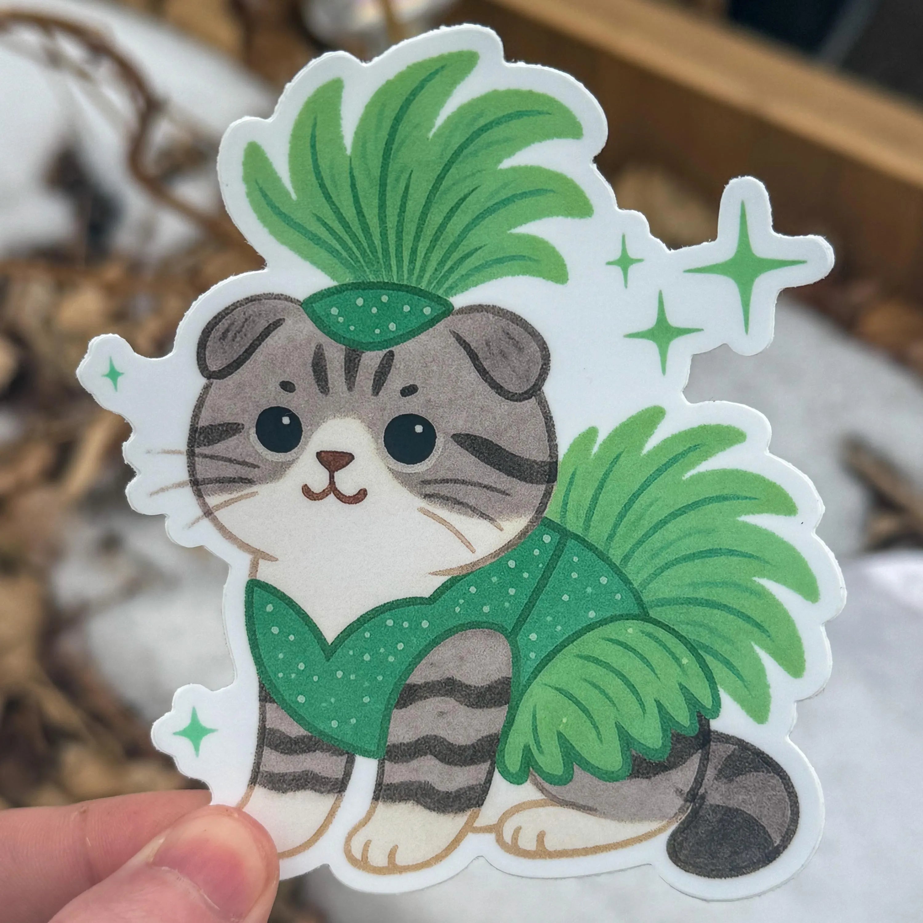 Vintage Showgirl Cat Sticker | Glam Glitter Vinyl Decal