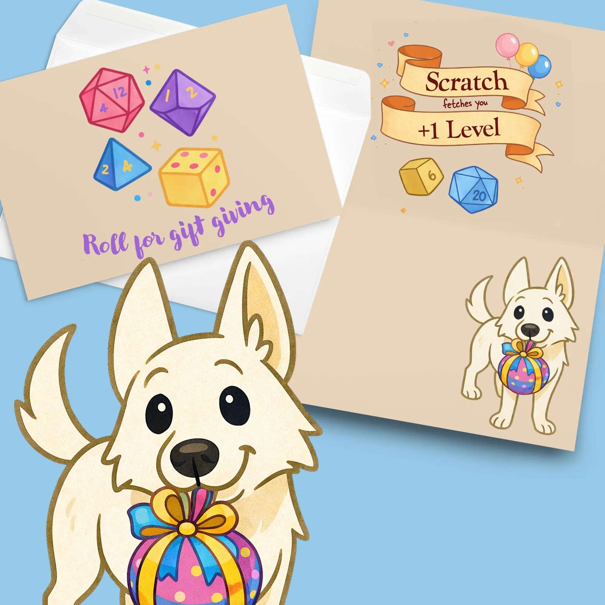 Scratch Inspired Gamer Greeting Card | Cozy D&D Fan Art Card