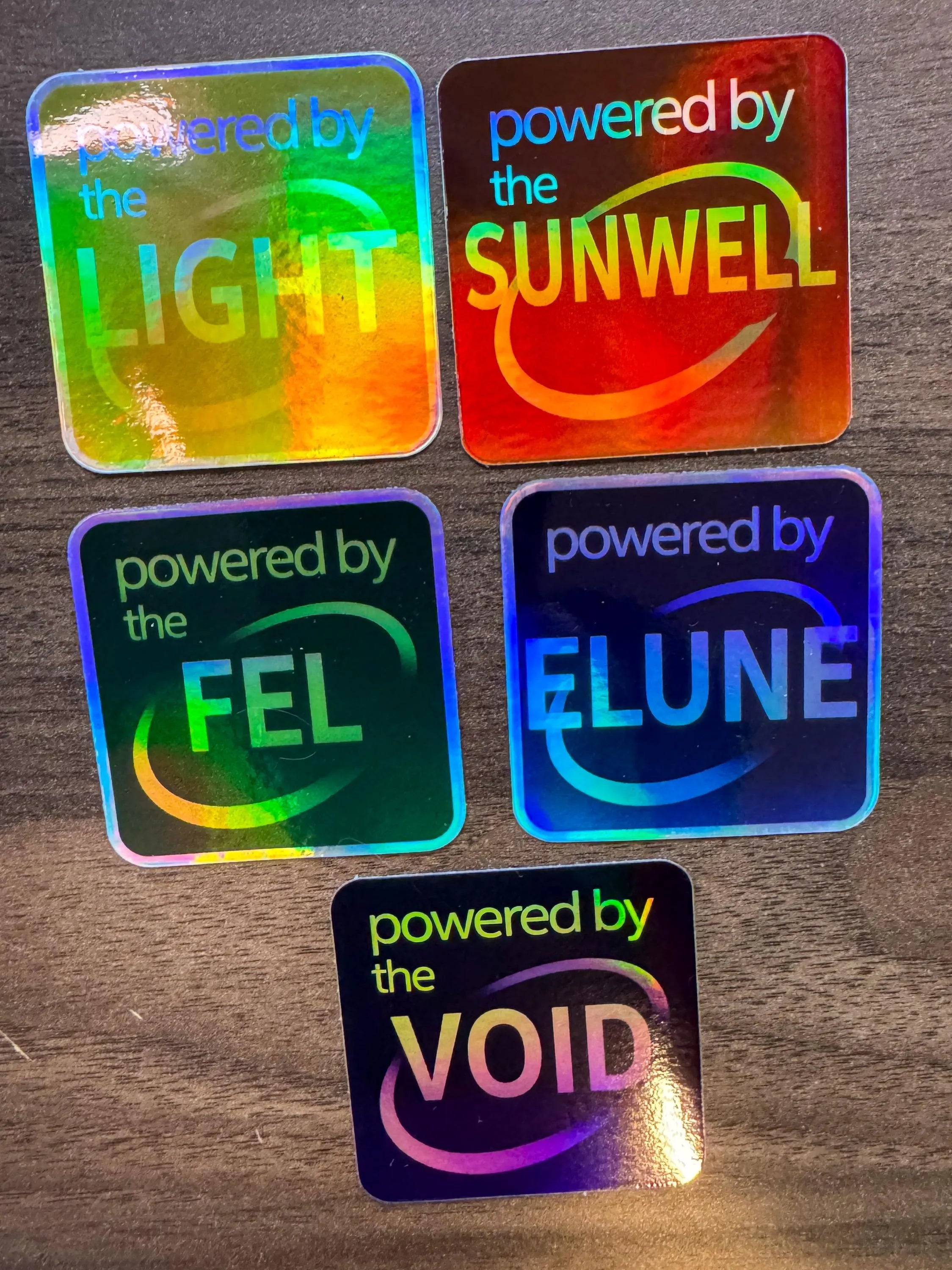 Powered By Elune... Parody Holographic Sticker