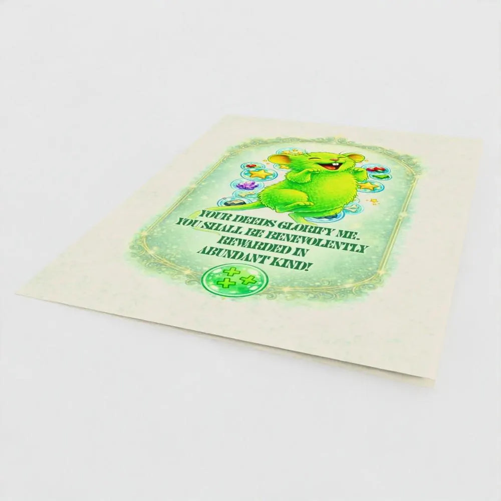 Loa of Abundance Greeting Card – Glowing Rat Blessing for Gift Cards