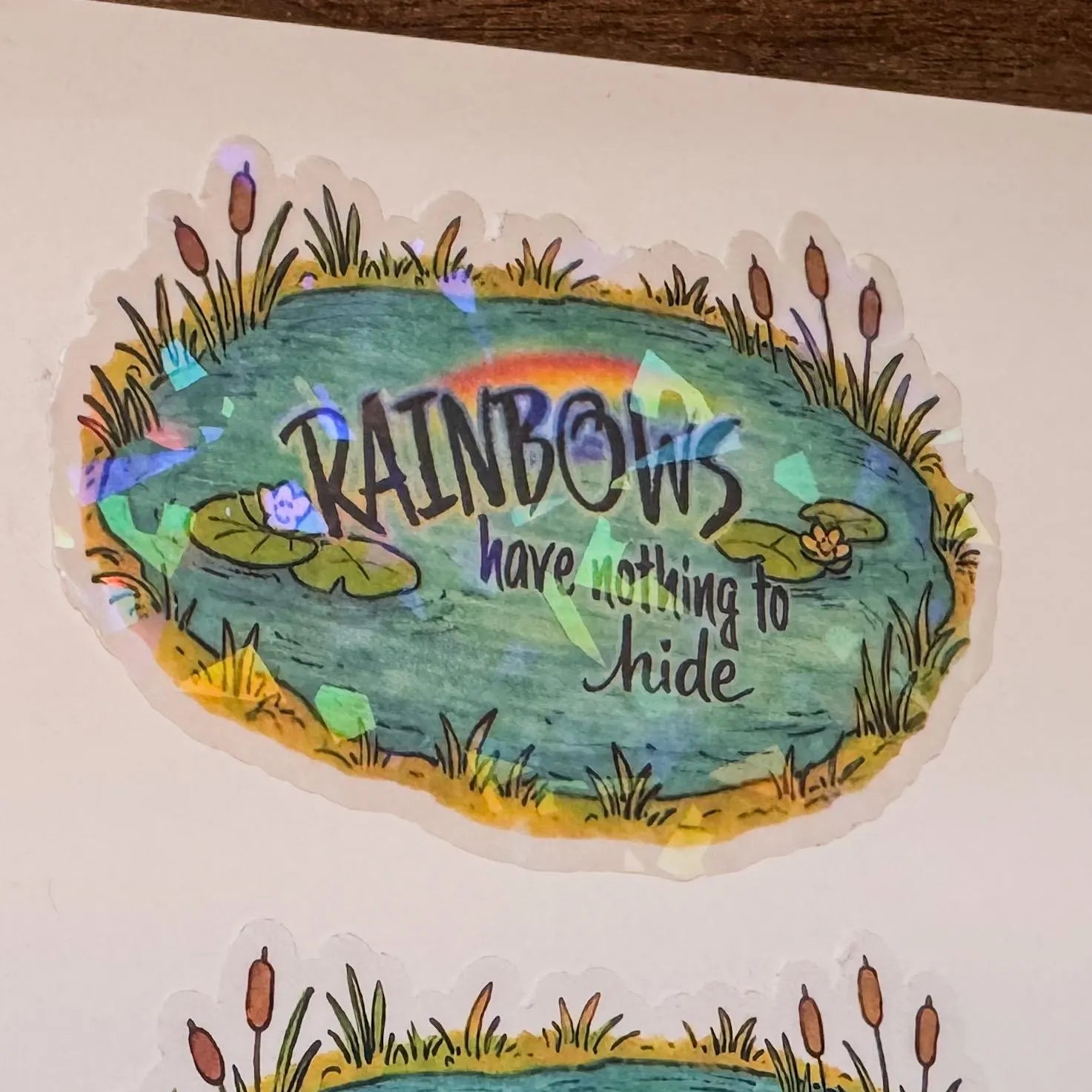 Wholesome Rainbow Connection Frog Pond Sticker • LGBTQ Pride Vinyl Sticker