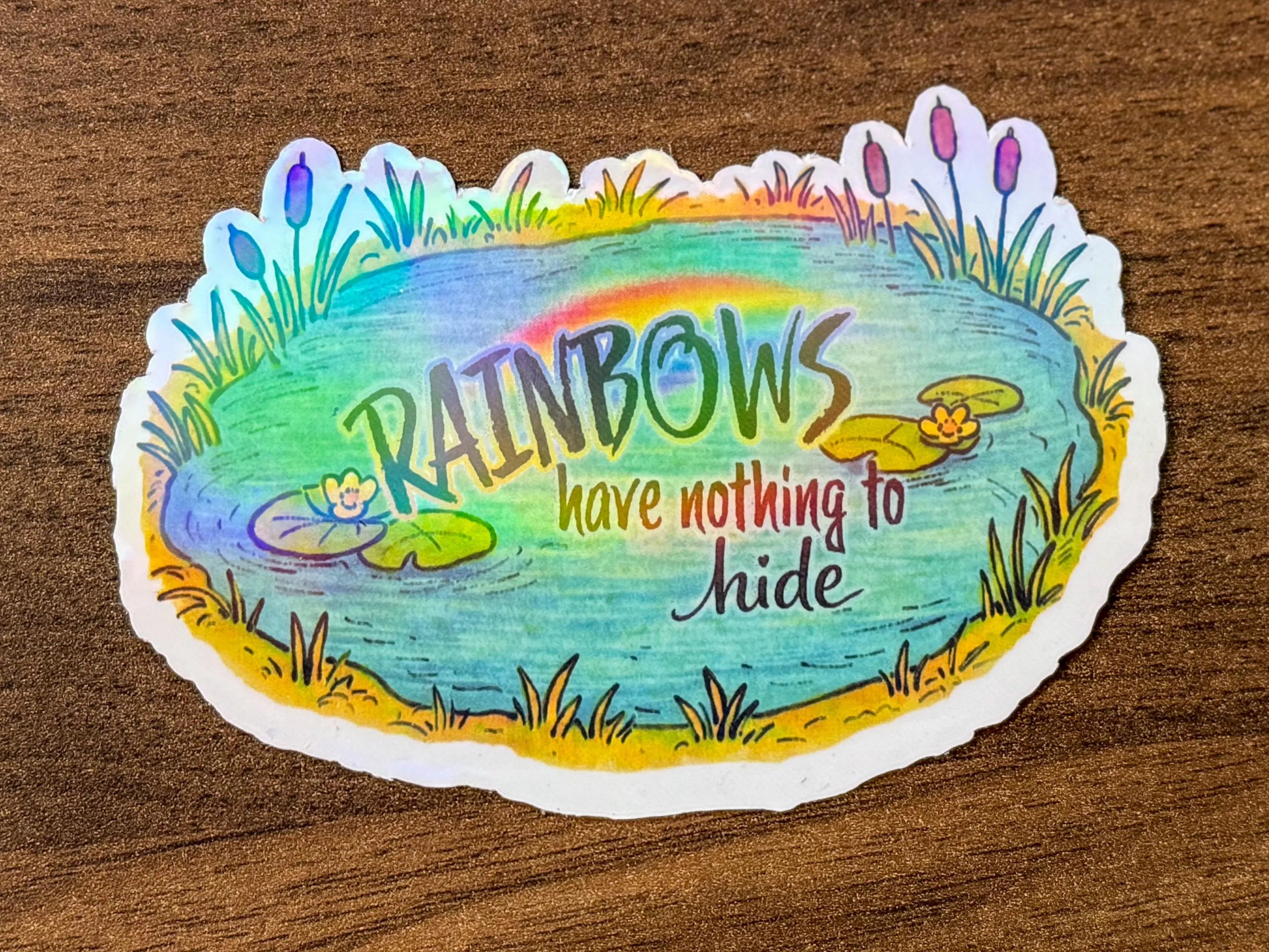 Wholesome Rainbow Connection Frog Pond Sticker • LGBTQ Pride Vinyl Sticker