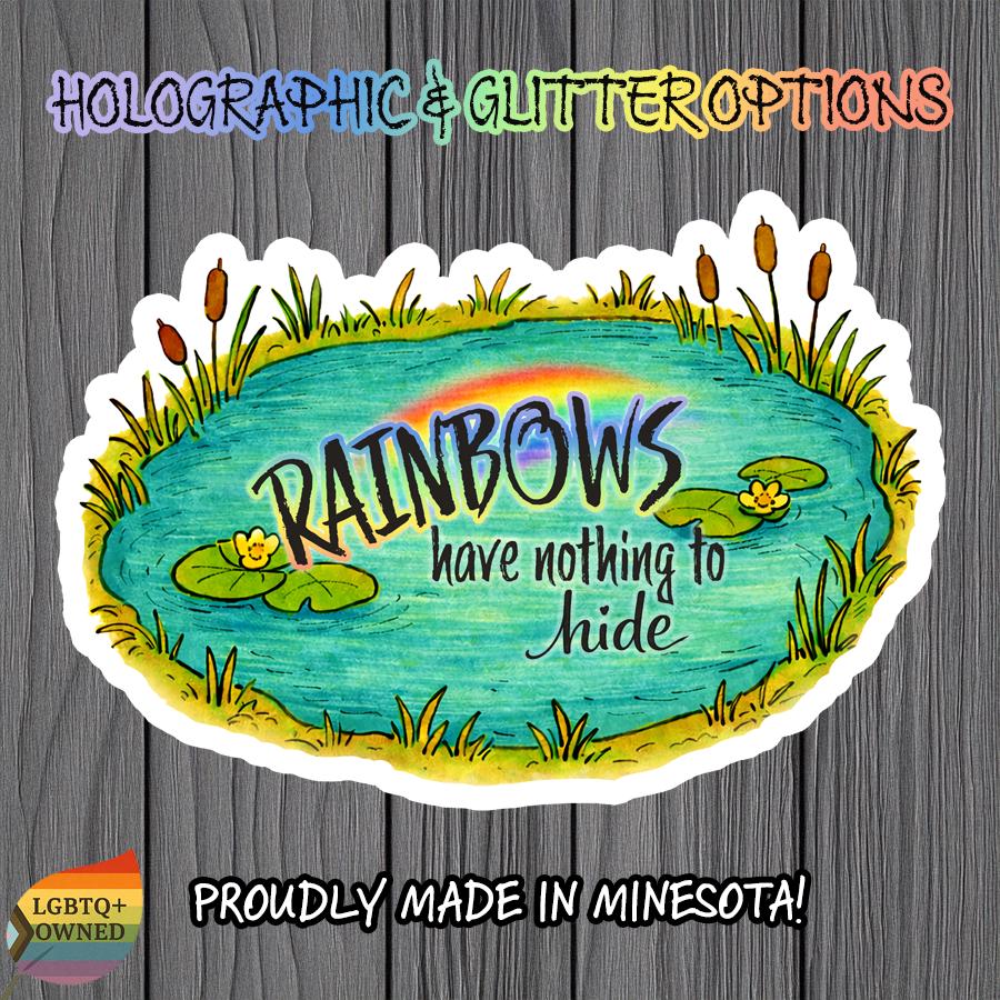 Wholesome Rainbow Connection Frog Pond Sticker • LGBTQ Pride Vinyl Sticker