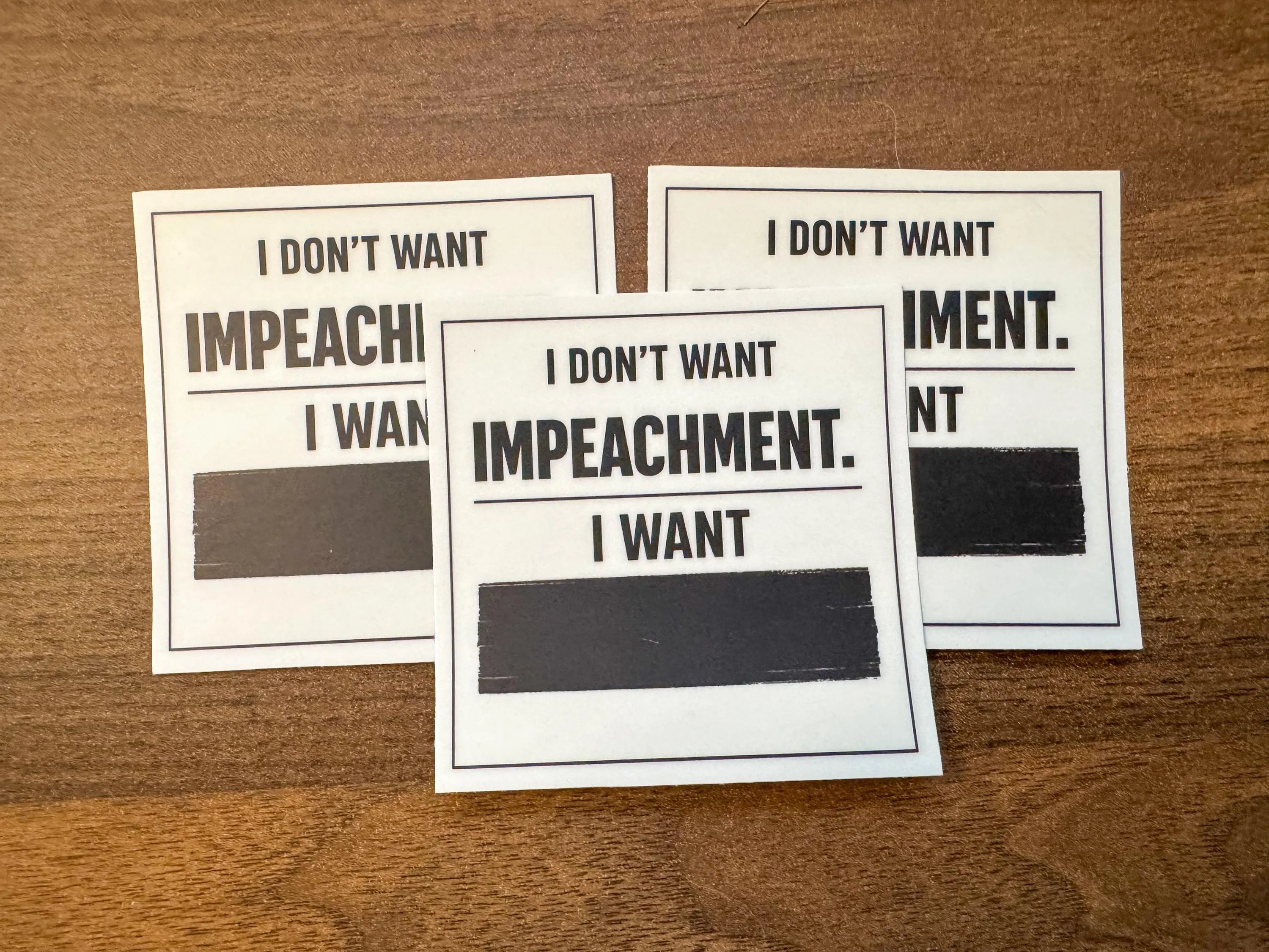 I Don’t Want Impeachment Sticker | Redacted Files Satire | Blackout Document Design