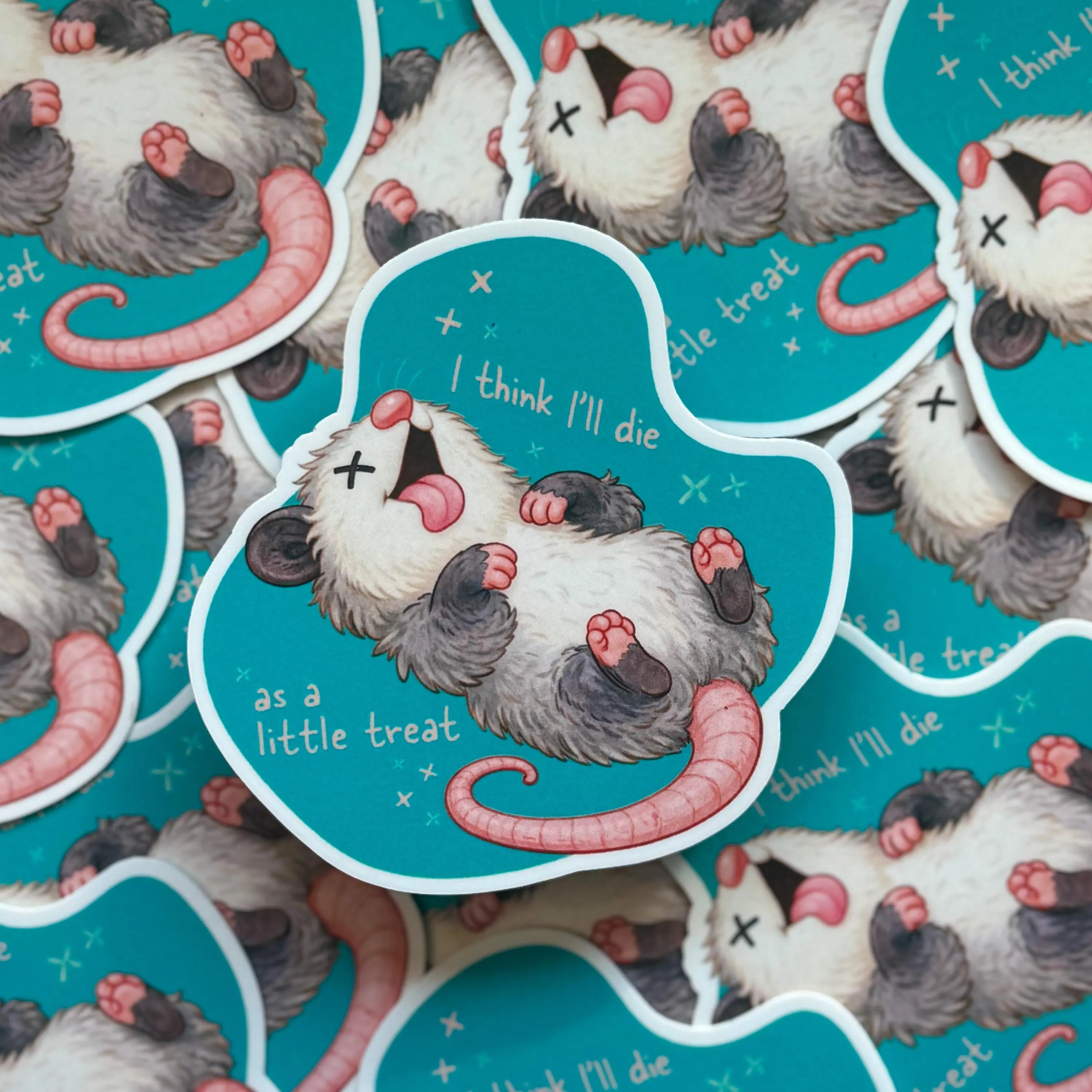 Funny Opossum “Little Treat” Sticker | Cute Possum Humor Vinyl Decal