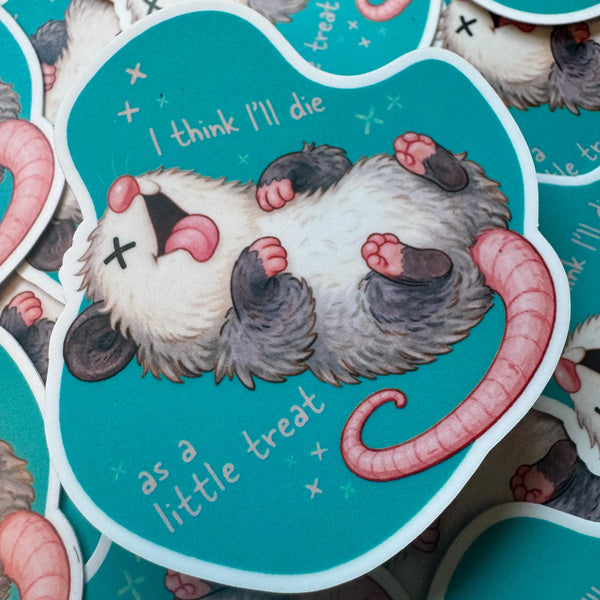 Funny Opossum “Little Treat” Sticker | Cute Possum Humor Vinyl Decal