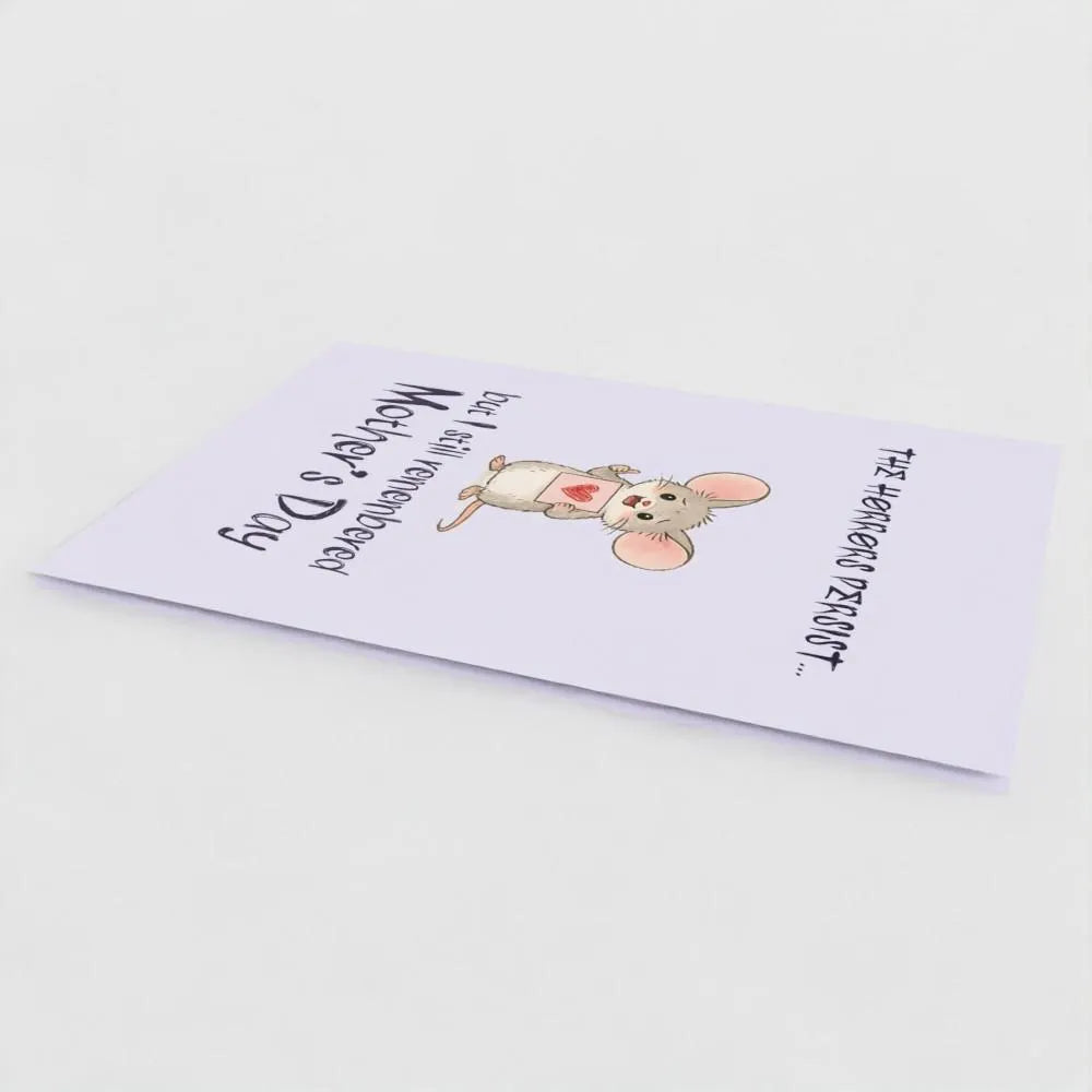 Funny Card | "The Horrors Persist" Mouse Card | Cute Dark Humor Gift