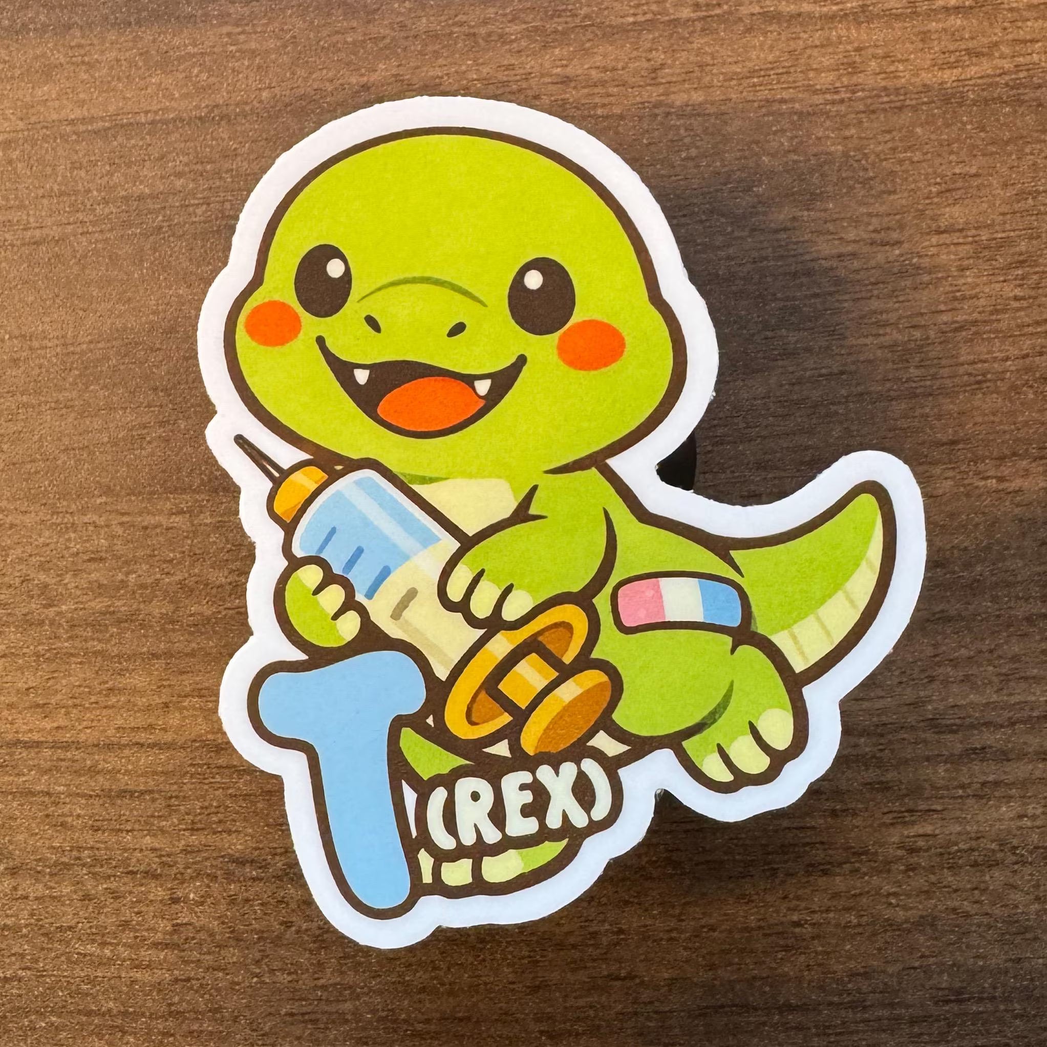Trans Masc T-Rex Vinyl Sticker: HRT Pride, Self Care
