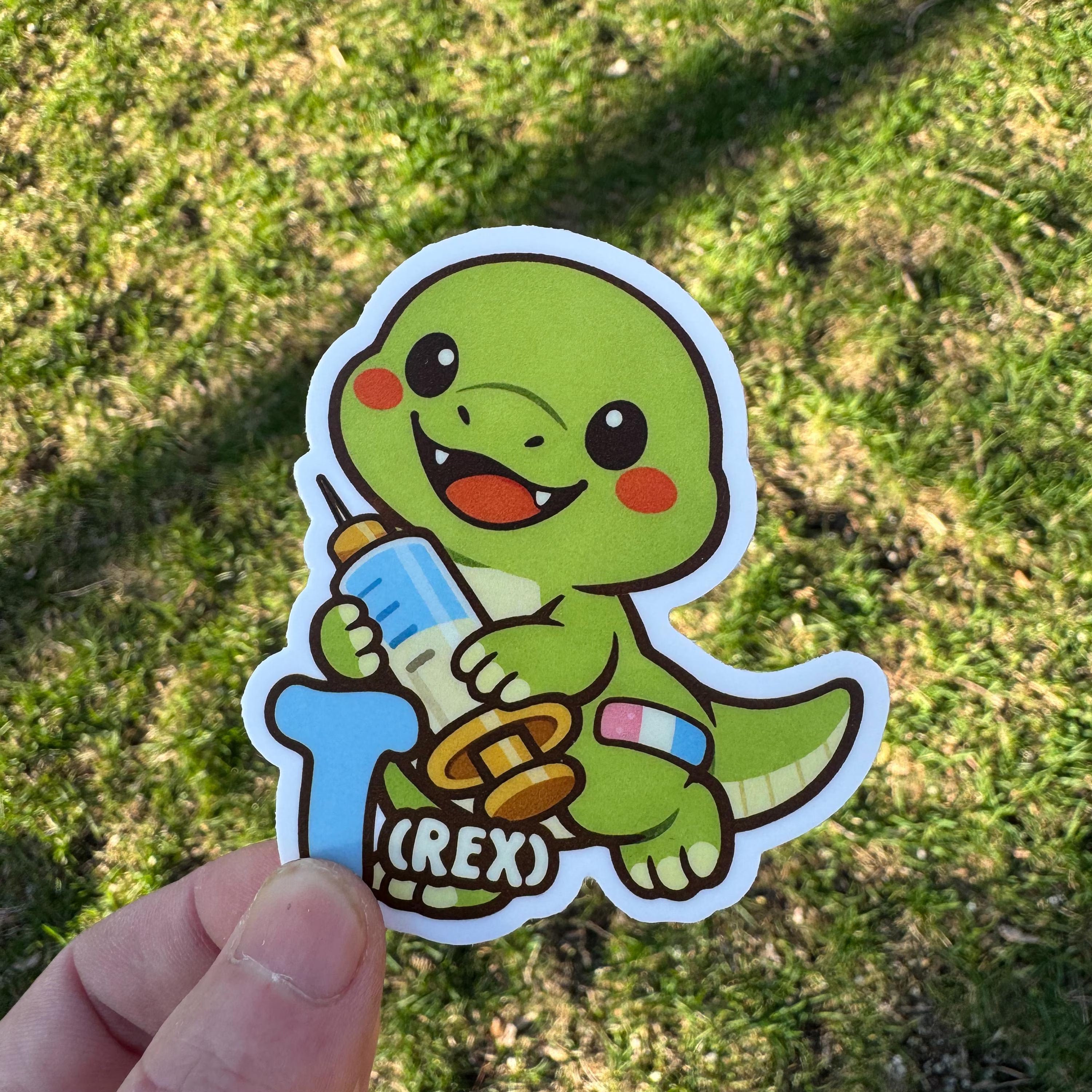 Trans Masc T-Rex Vinyl Sticker: HRT Pride, Self Care