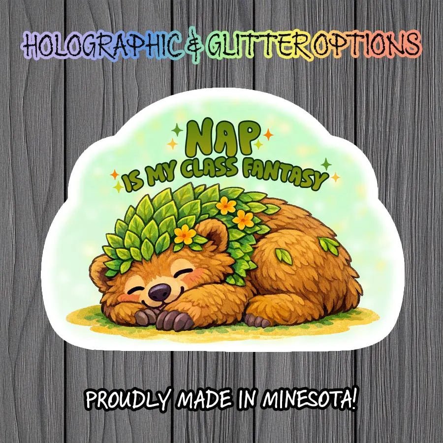 Nap is My Class Fantasy Bear Druid Sticker