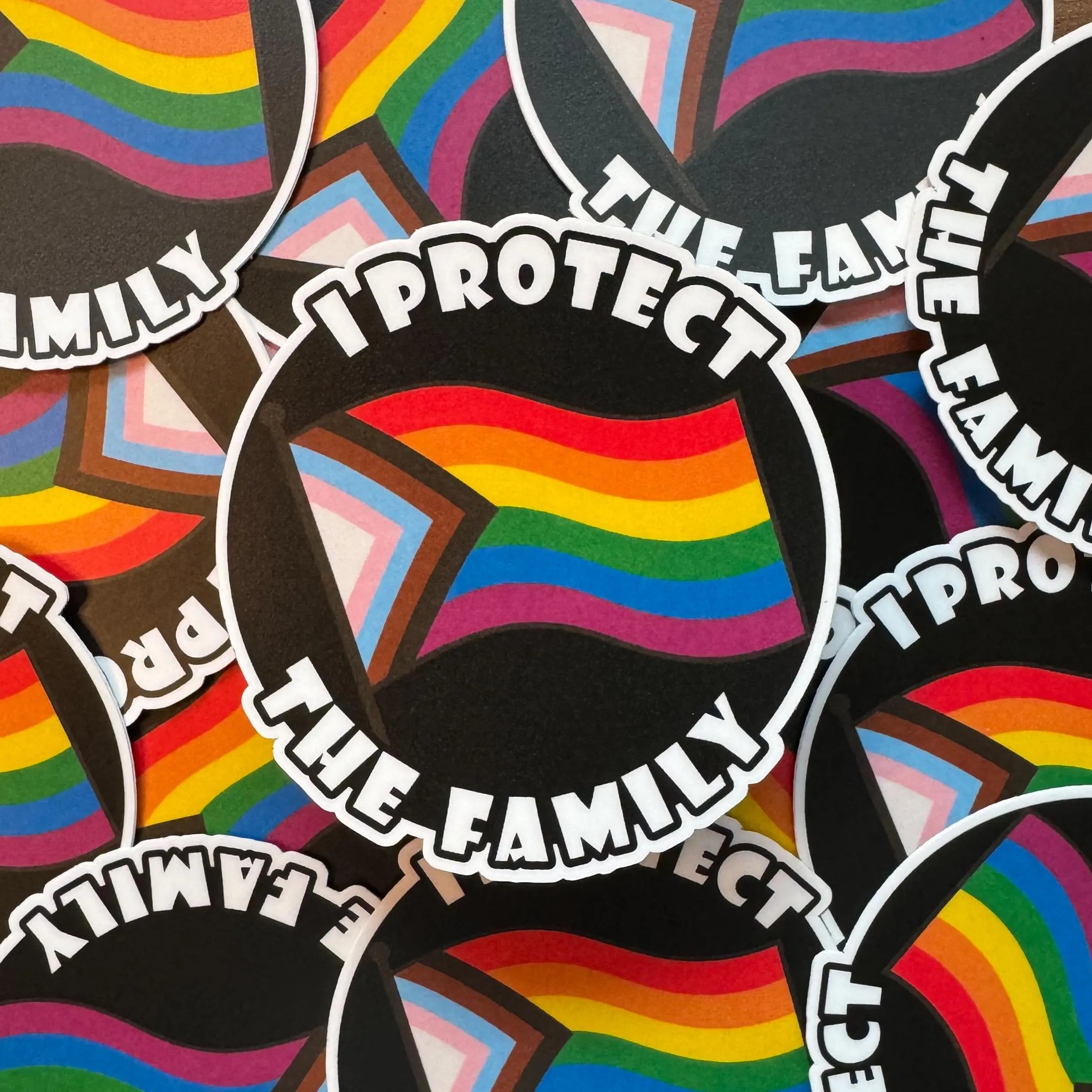 “I Protect the Family” Progress Pride Sticker | Inclusive Pride Vinyl Decal