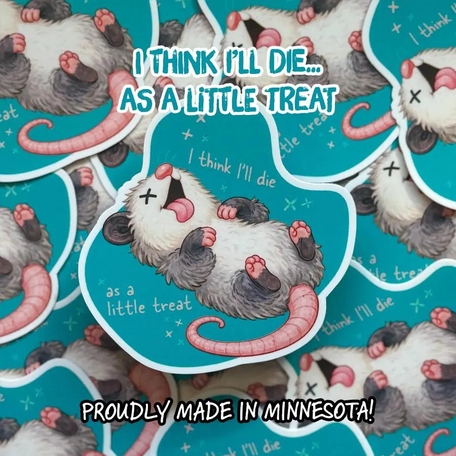 Funny Opossum “Little Treat” Sticker | Cute Possum Humor Vinyl Decal