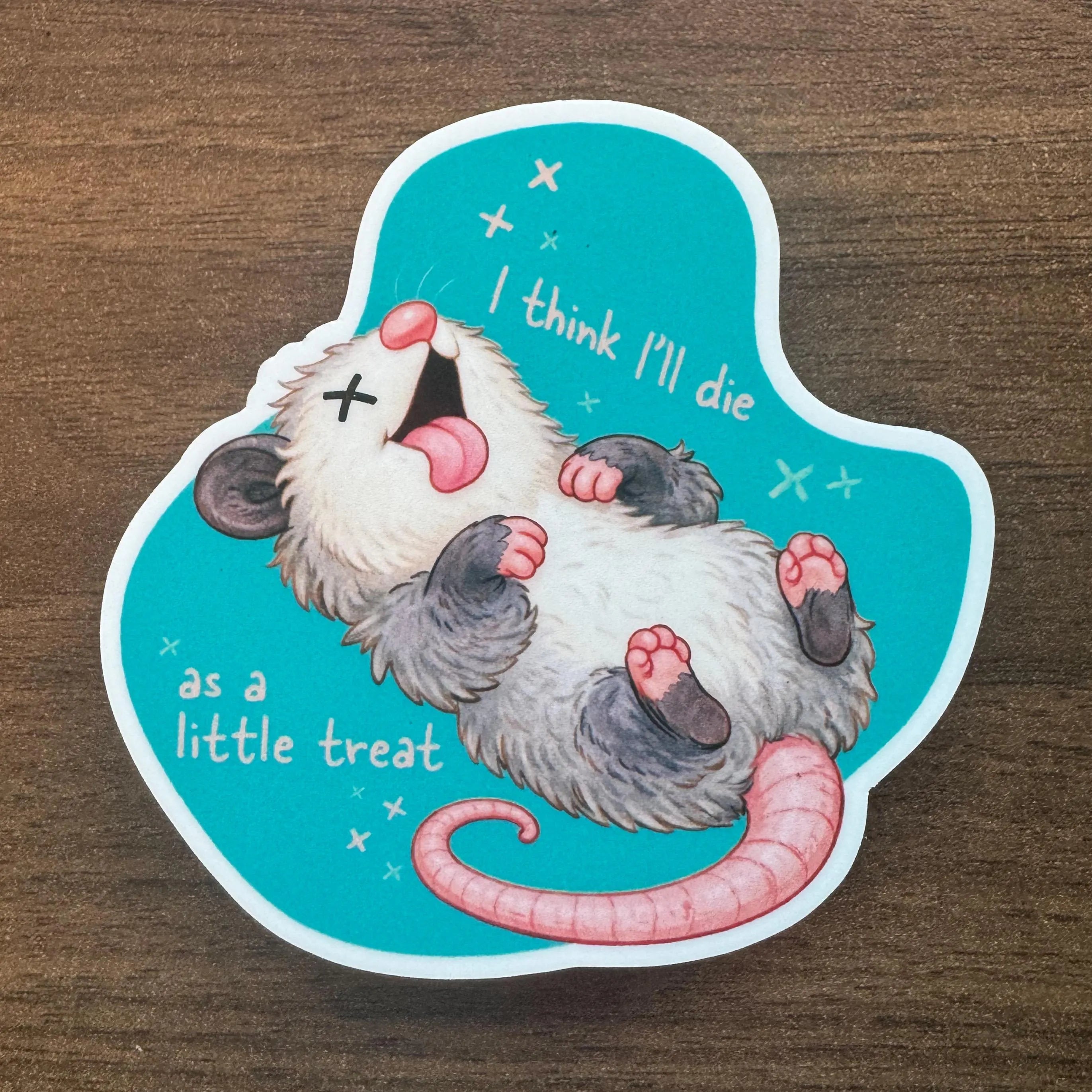 Funny Opossum “Little Treat” Sticker | Cute Possum Humor Vinyl Decal