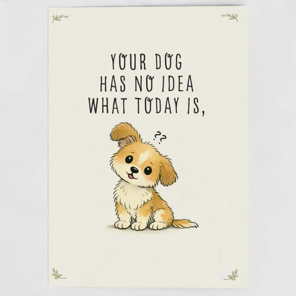 Your Dog Has No Idea What Today Is – Funny Dog Lover Card (Custom & Recycled)