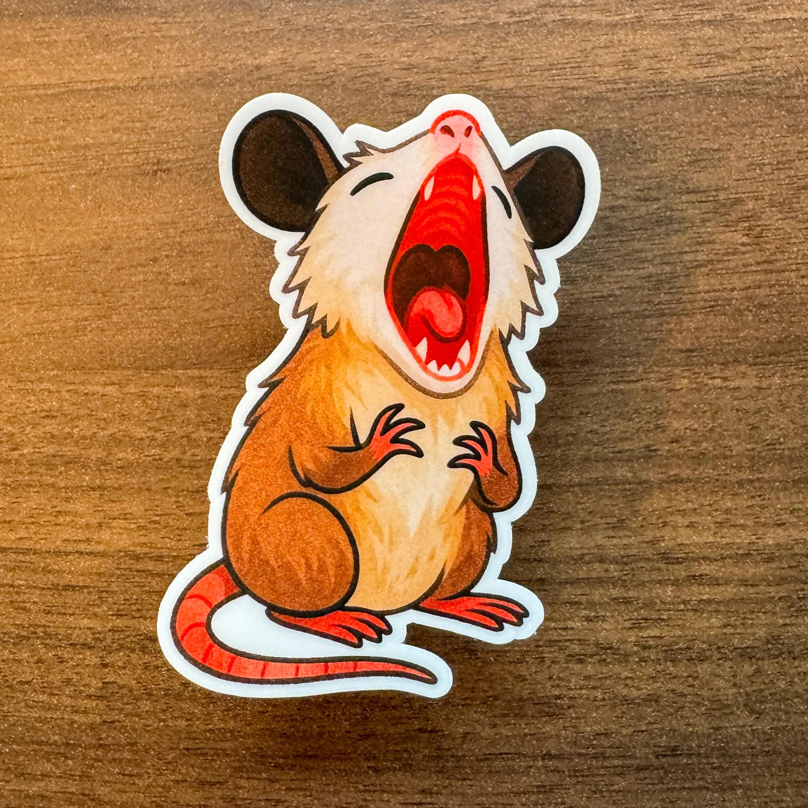 Screaming Possum Sticker | Cute Chaotic Gremlin Vinyl Decal